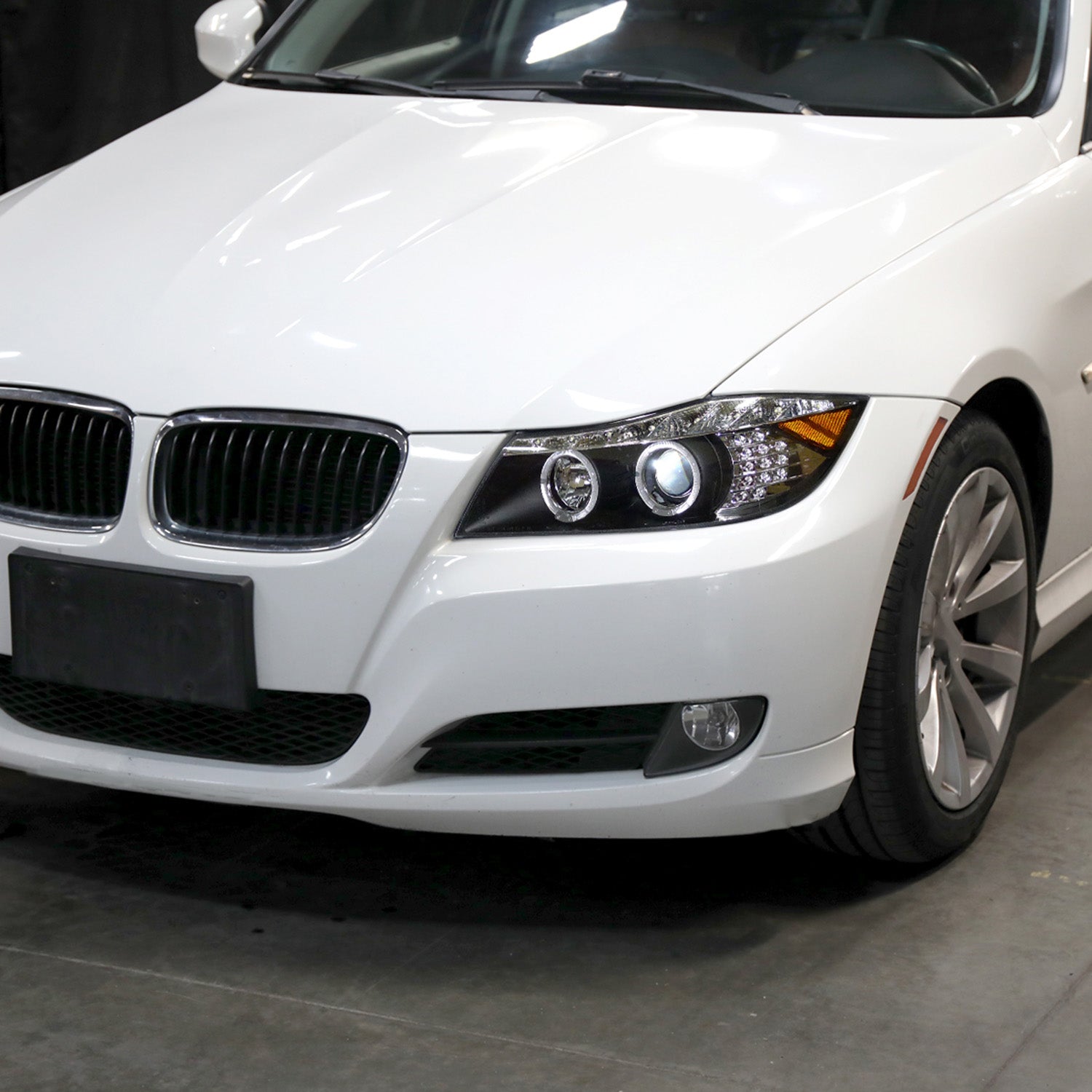 2006-2008 BMW E90 3 Series Dual Halo Headlights LED Light& Signal Matte Black