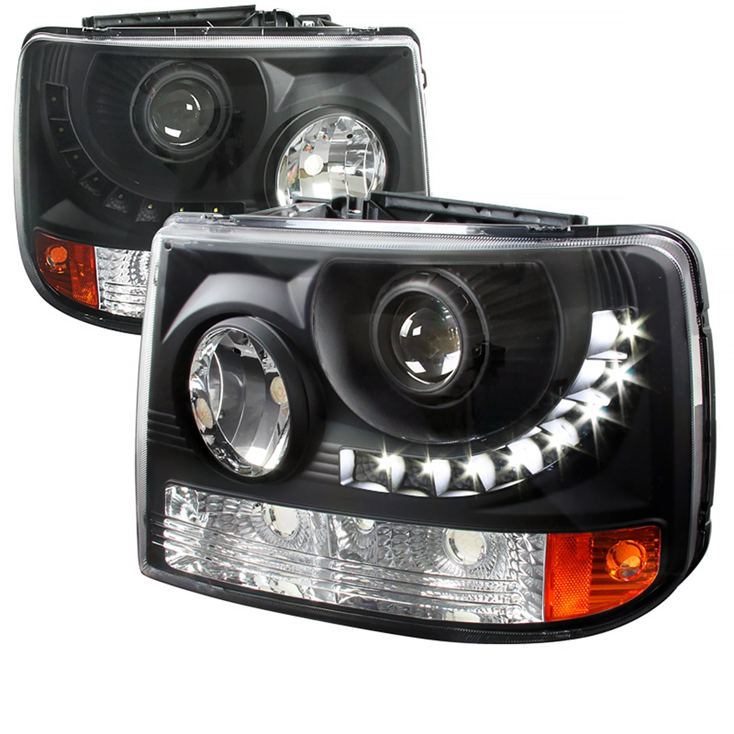 1999-2002 Chevy Silverado 1500 2500/Tahoe Suburban Headlights LED Light Black