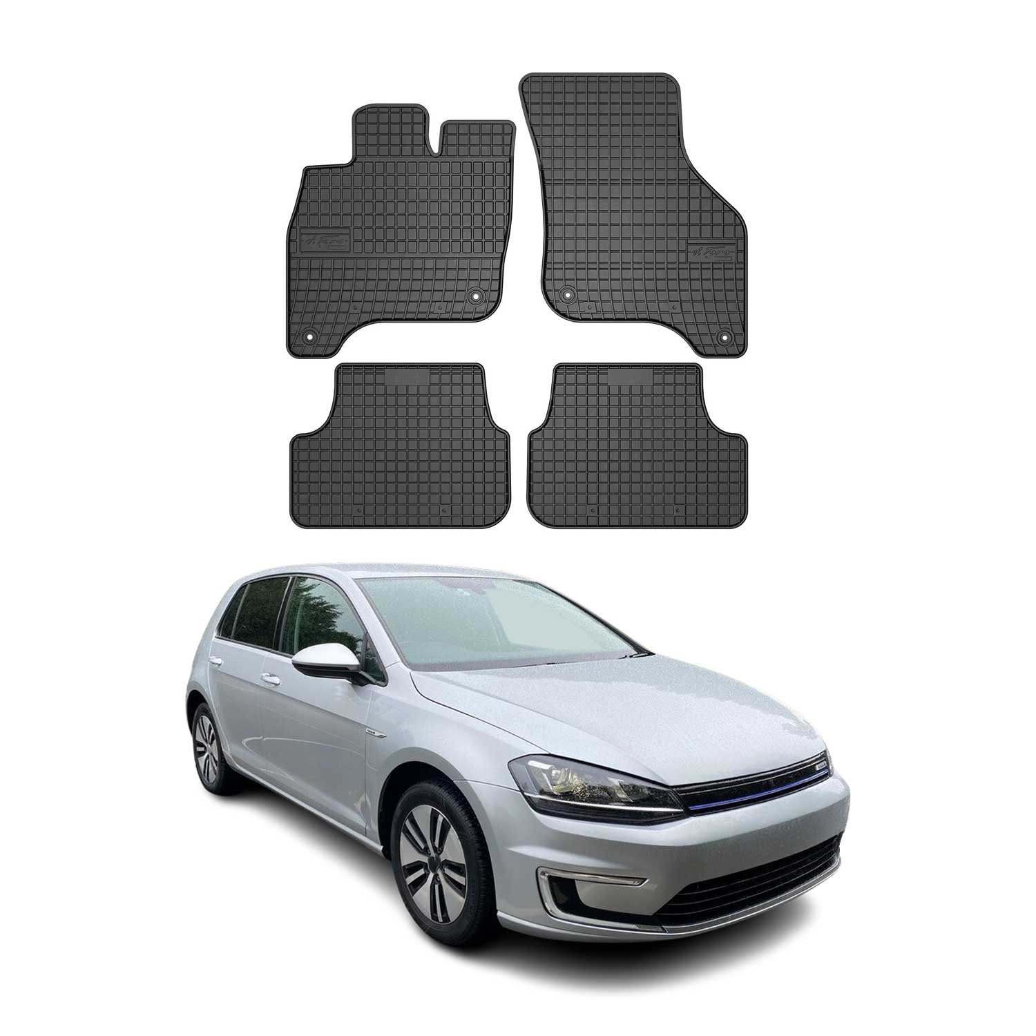 2015-2019 VW e-Golf Floor Mats Liners Full Set All Weather Rubber Black
