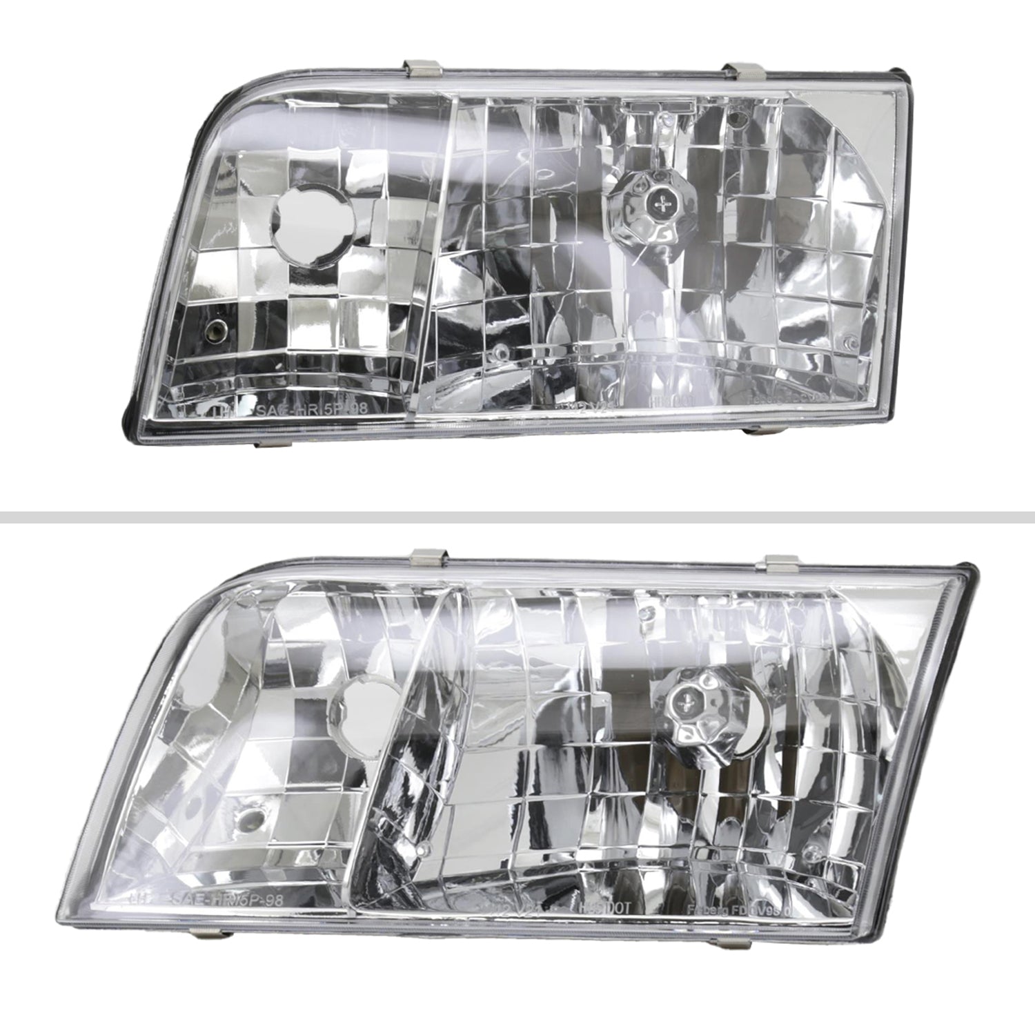 1998-2011 Ford Crown Victoria Factory Style Headlights Chrome/Clear Lens