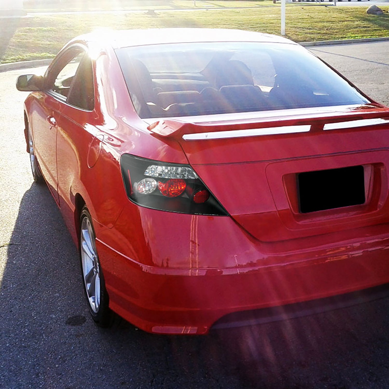 2006-2011 Honda Civic Coupe Tail Lights Matte Black Housing/Clear Lens
