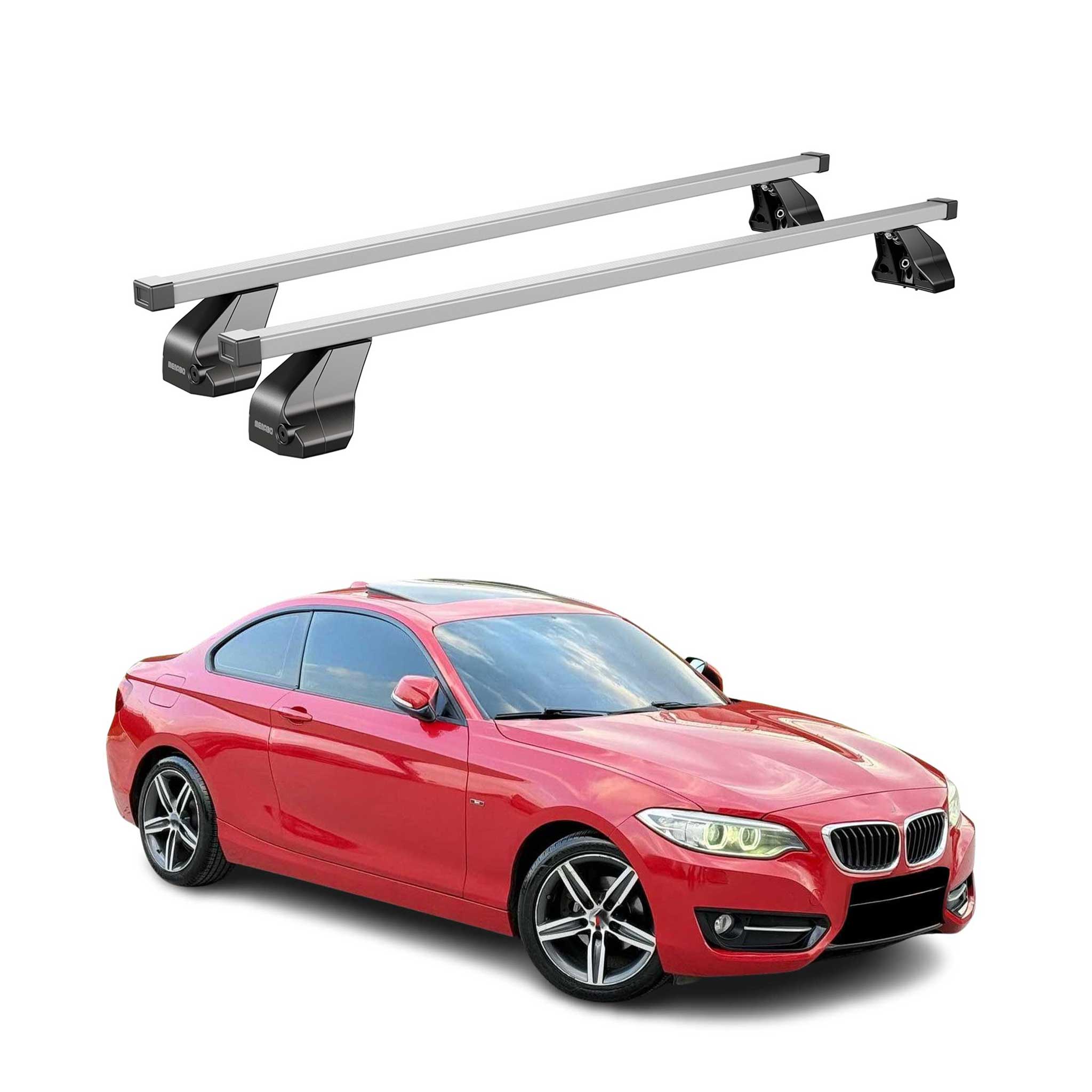 2014-2021 BMW 2 Series F22 Coupe Roof Rack Cross Bars Silver