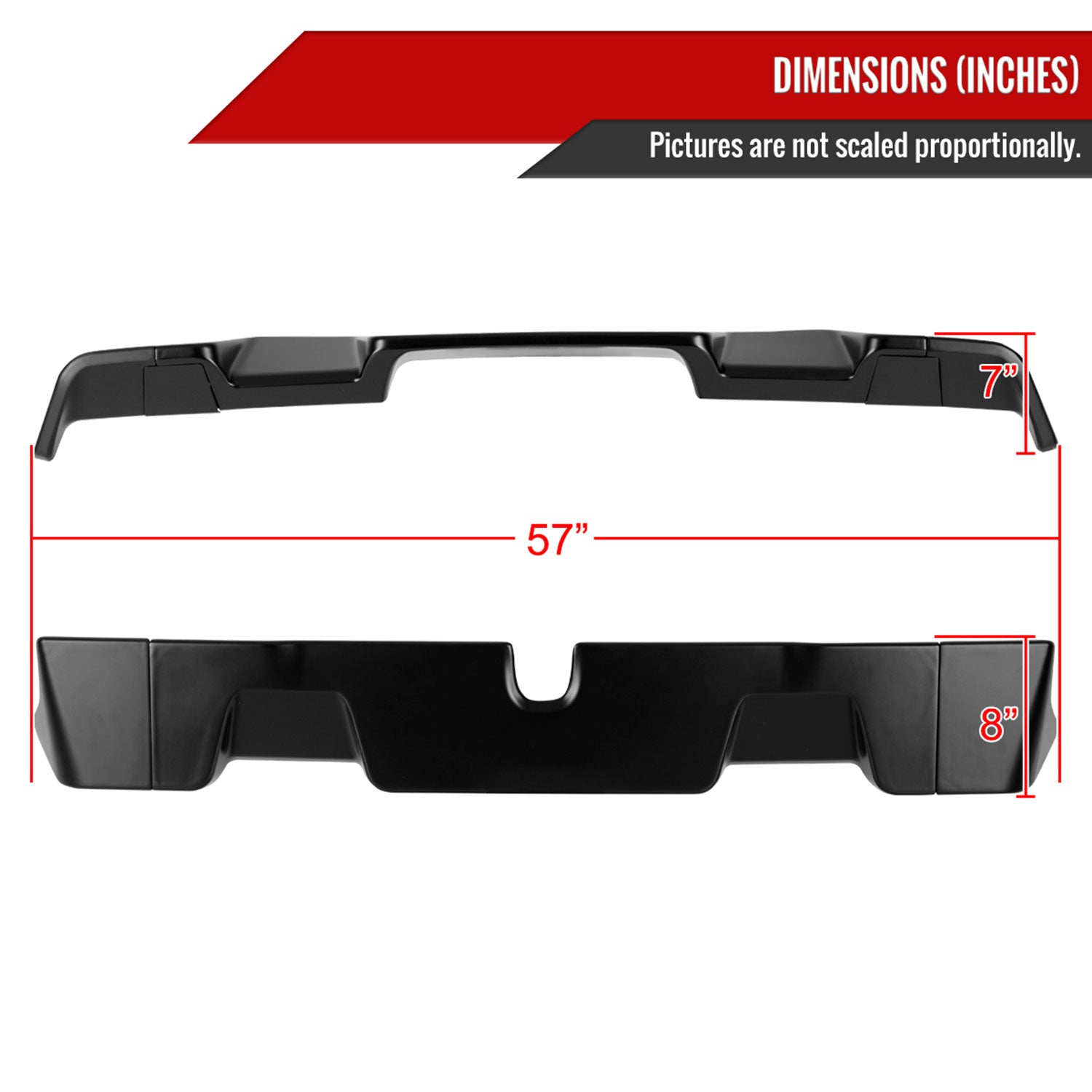 2019-2024 Dodge RAM 1500 Rear Roof Matte Black Truck Spoiler Wing Kit