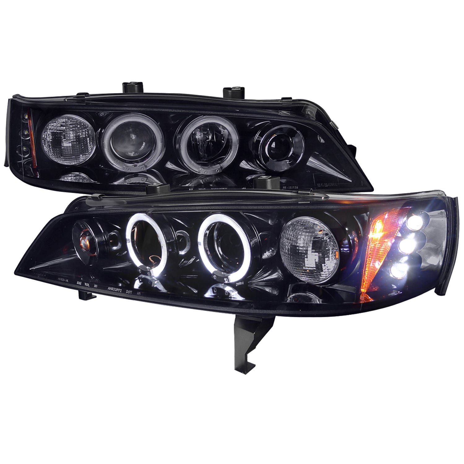 1994-1997 Honda Accord Dual Halo Projector Headlights Glossy Black/Smoke Lens