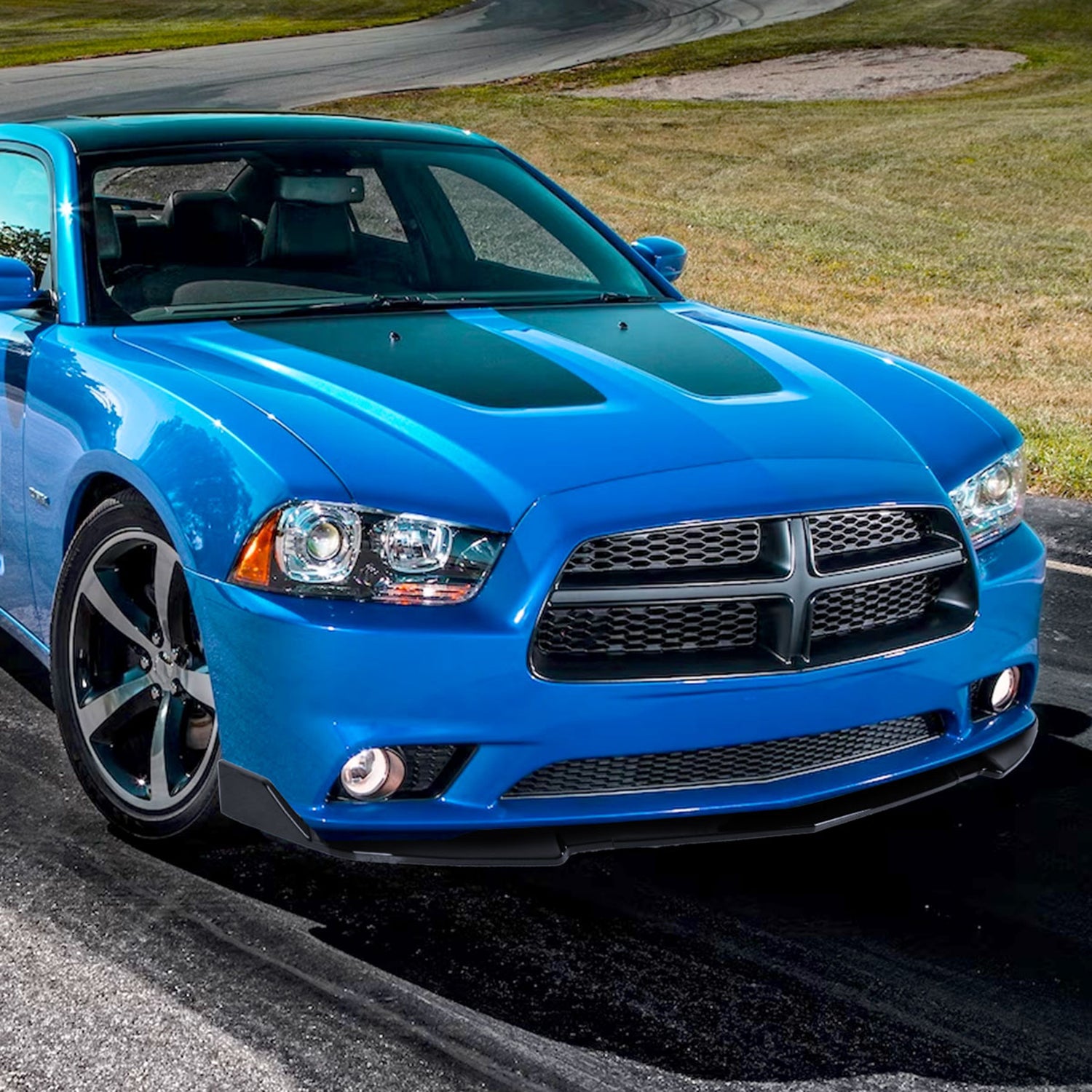 2011-2014 Dodge Charger Glossy Black 3Pcs Front Bumper Lip Splitter Kit