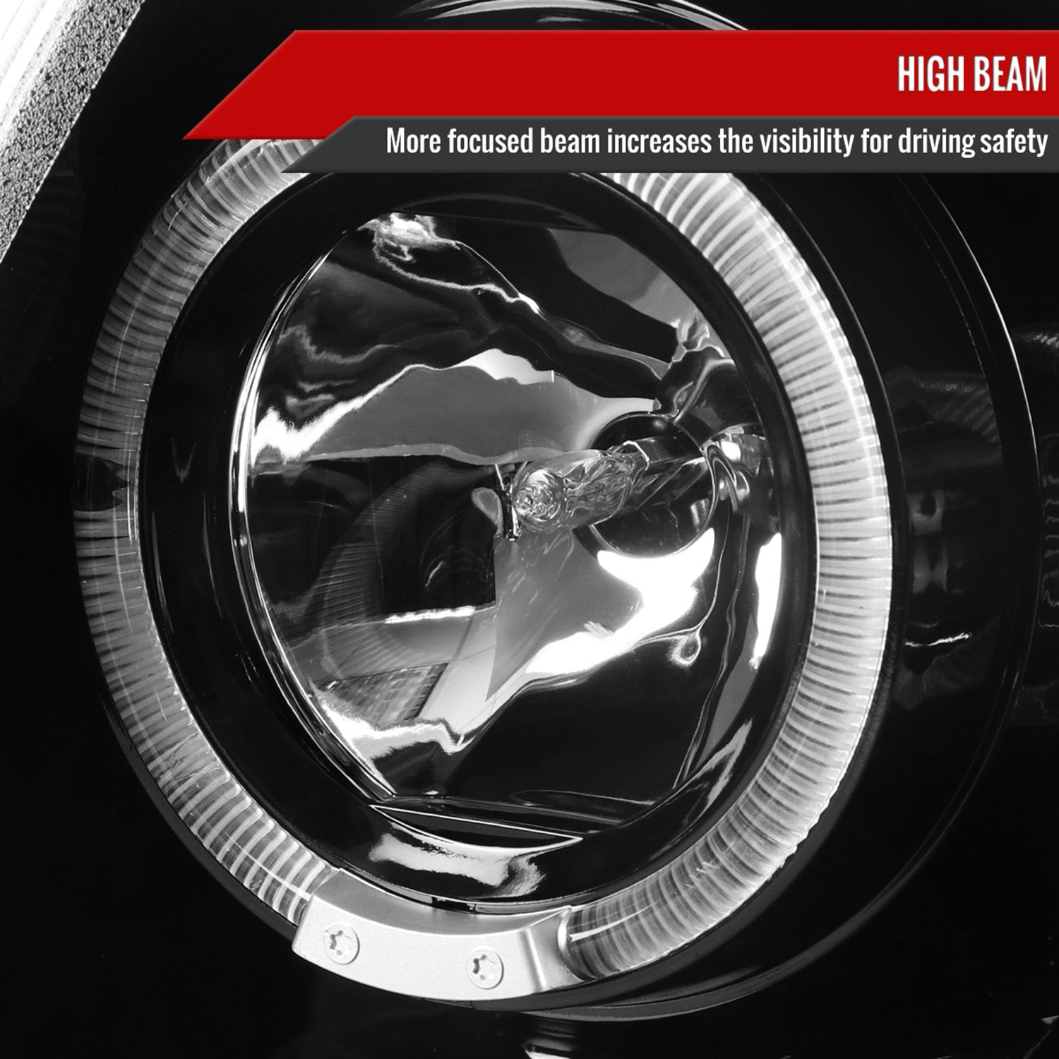 2002-2005 Ford Explorer Dual Halo Projector Headlights LED Light Strip Black