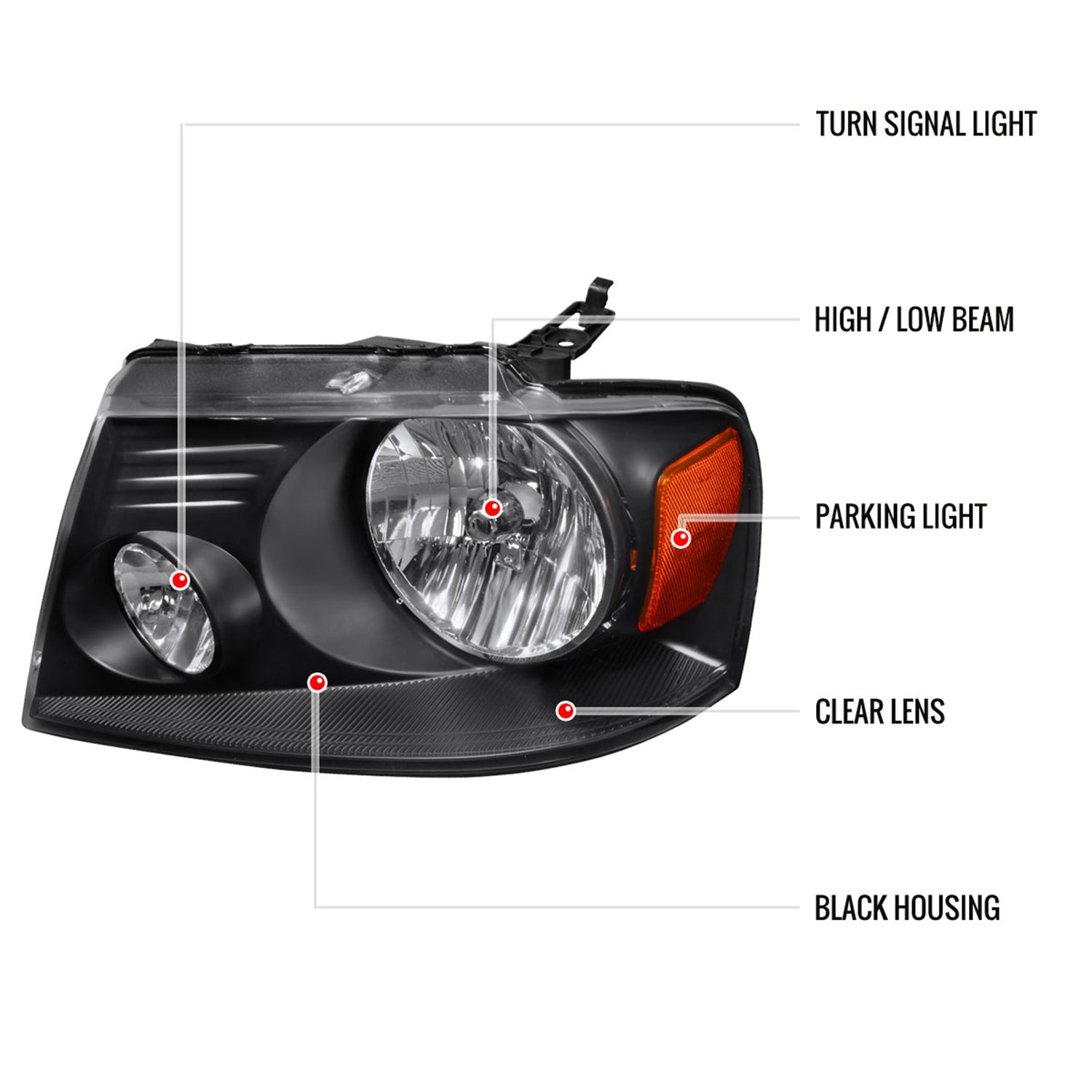 2004-2008 Ford F-150/ 2006-2008 Lincoln Mark LT Factory Headlights Matt Black