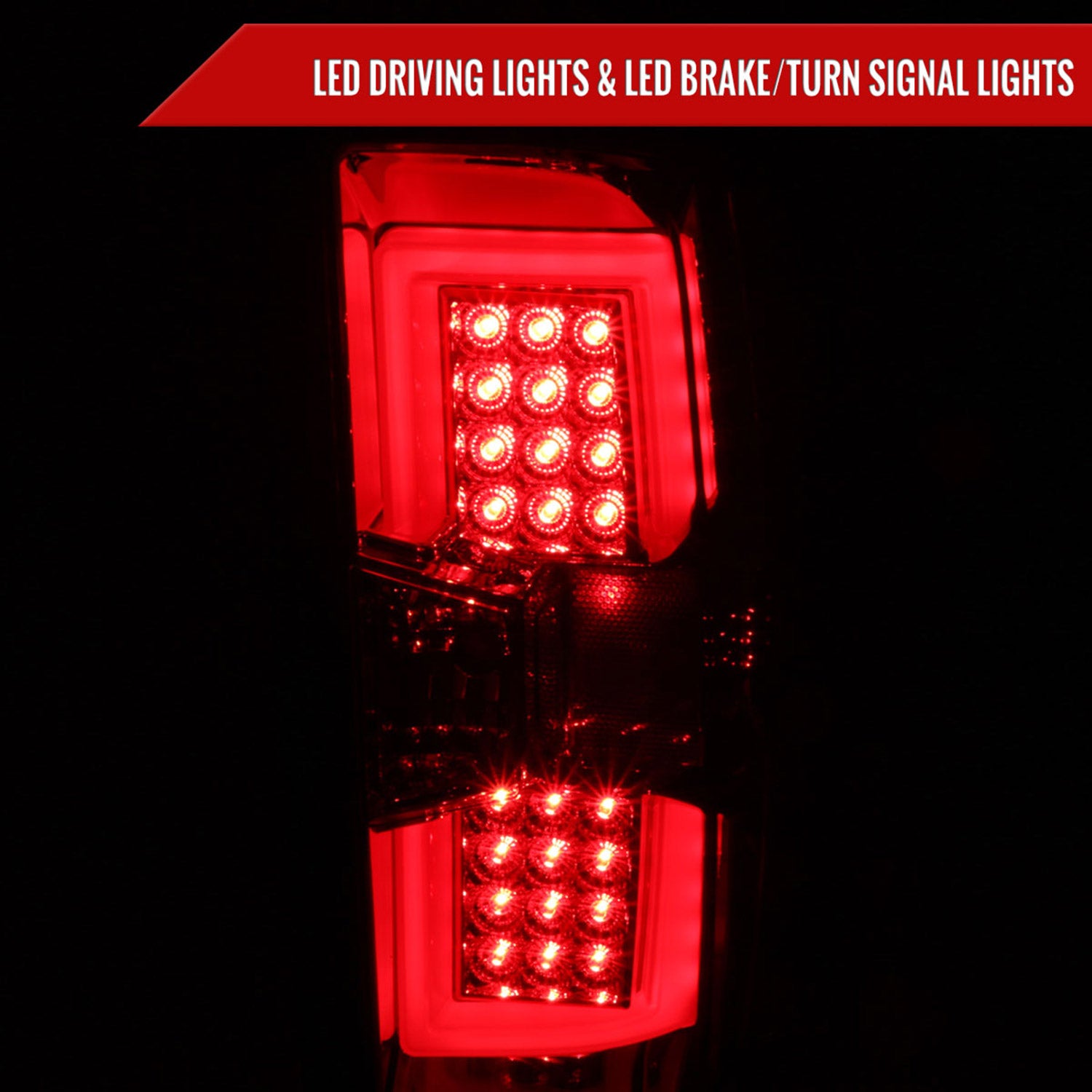 2014-2018 Chevy Silverado 1500 2500HD/Sierra 3500HD LED Tail Lights Chrome/Red