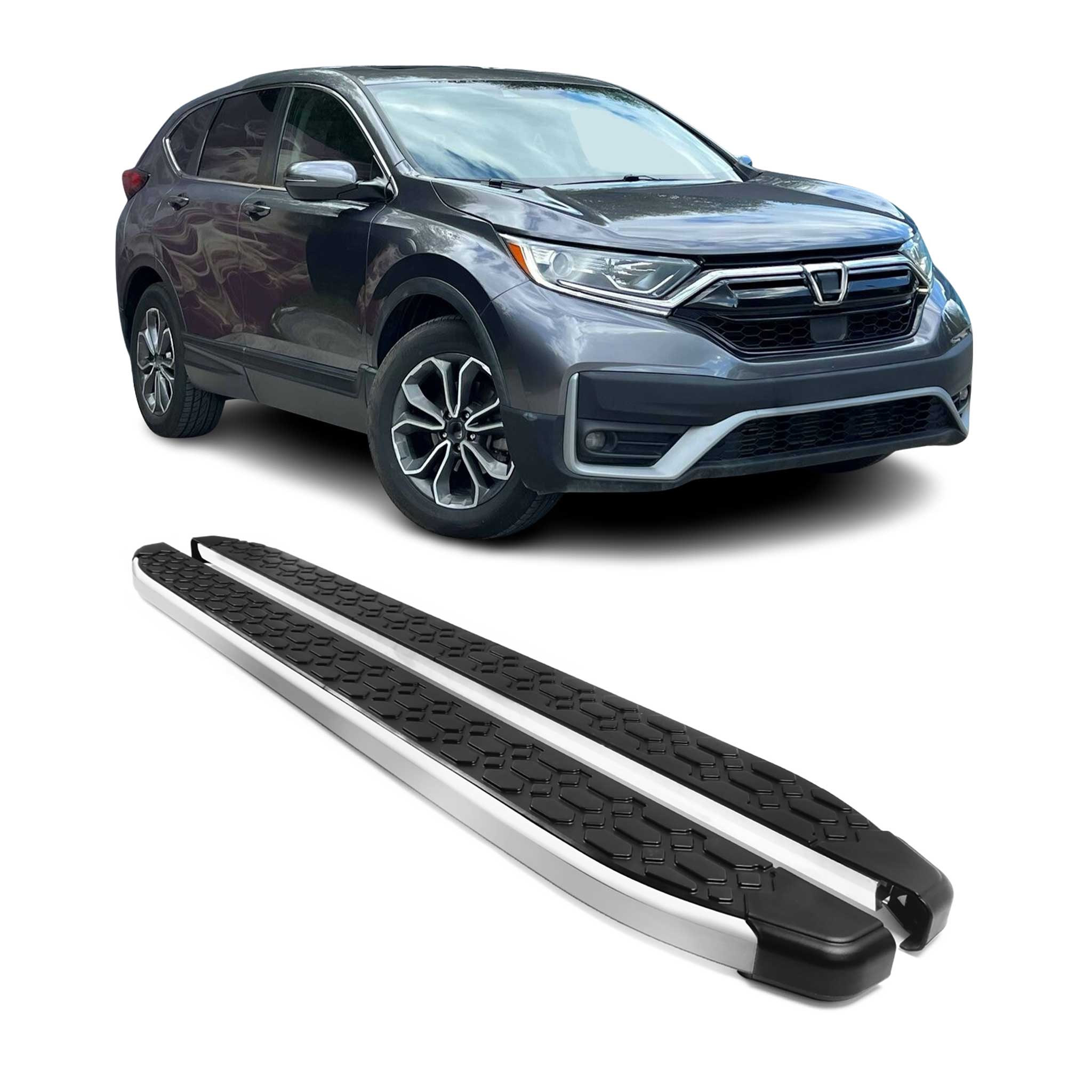 2017-2022 Honda CR-V Running Boards Side Steps Silver & Black