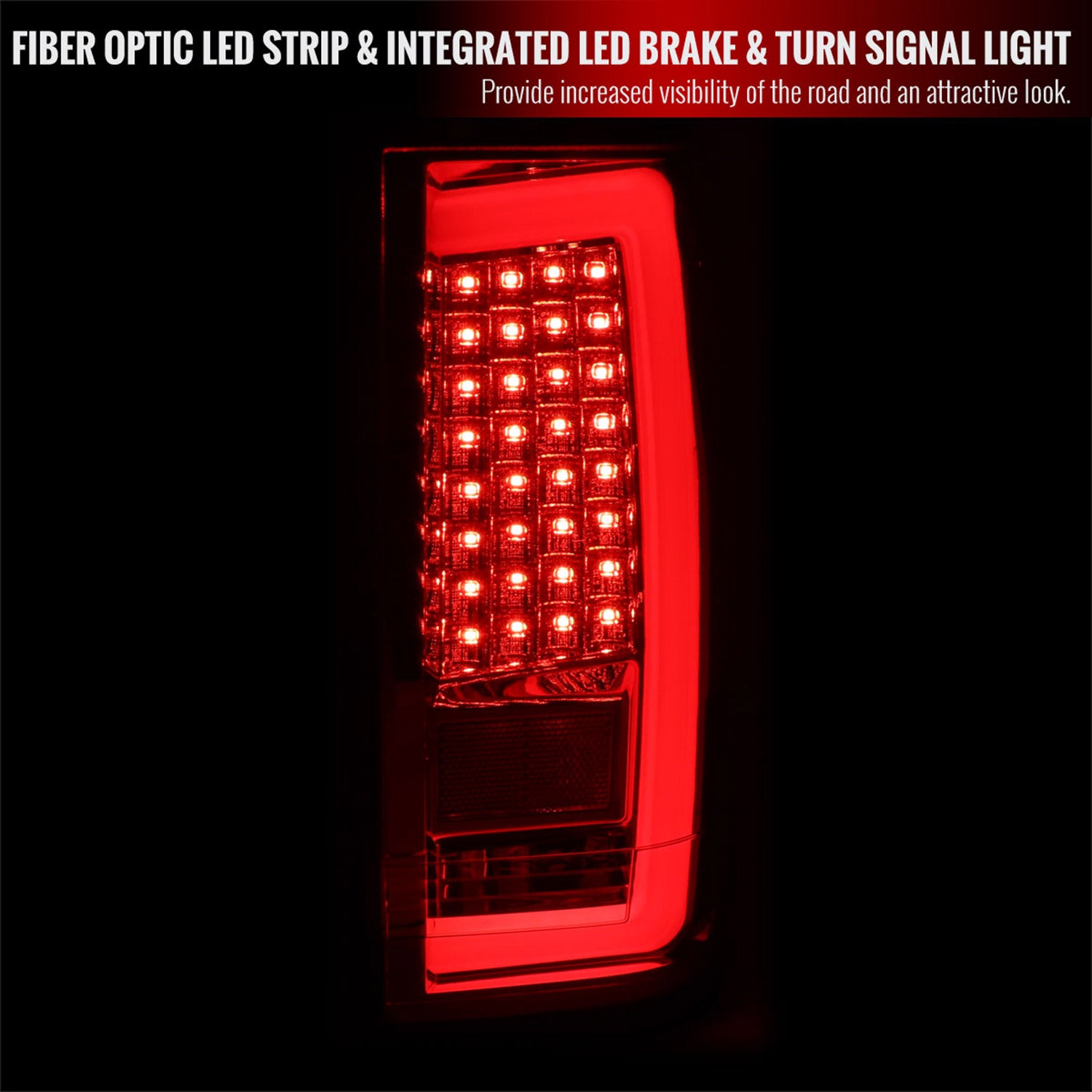 2004-2015 Nissan Titan LED Tail Lights with White LED Tube Chrome/Red Lens