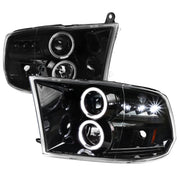 2009-2018 Dodge RAM 1500 / RAM 2500 3500 Dual Halo Headlights Jet Black