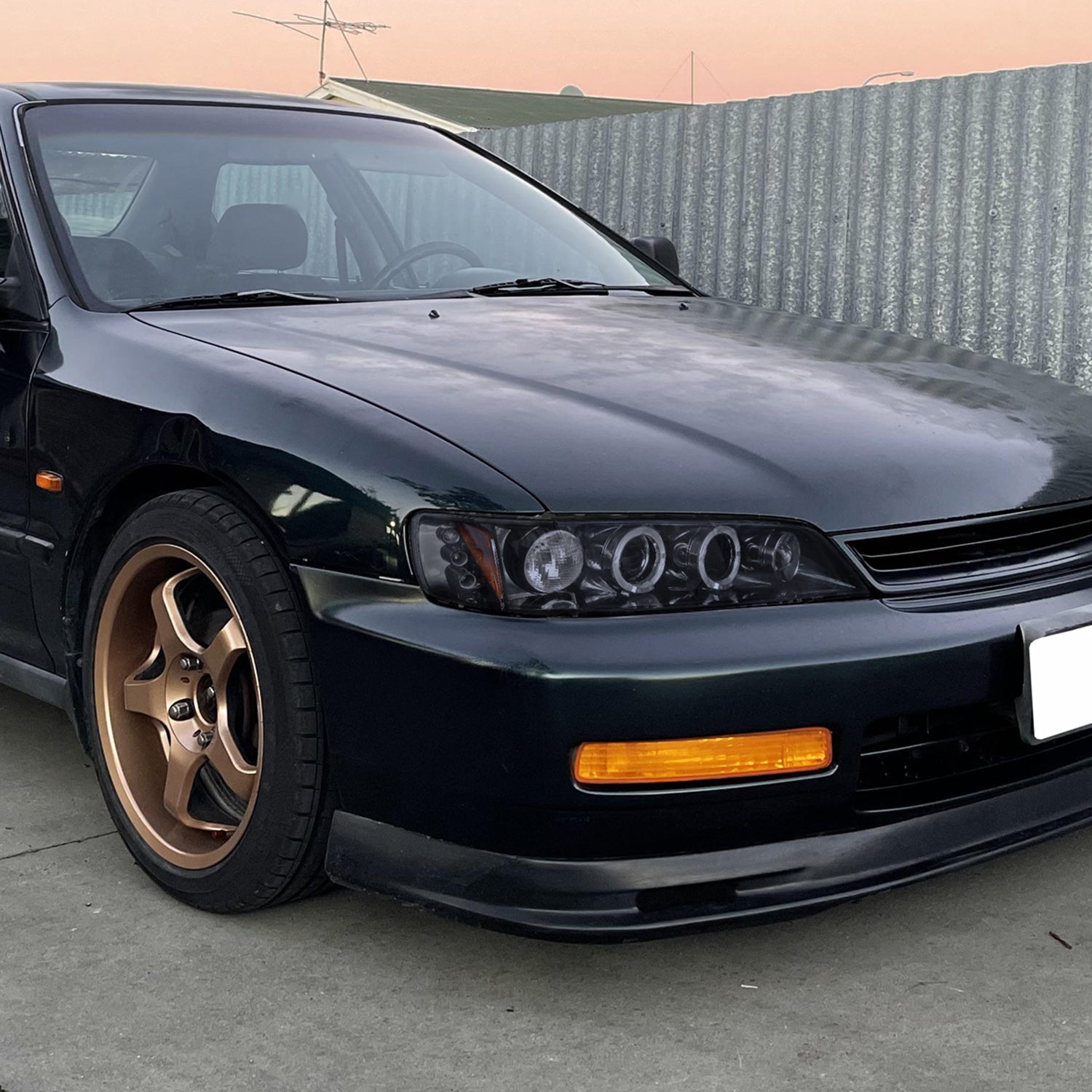 1994-1997 Honda Accord Dual Halo Projector Headlights Glossy Black/Smoke Lens