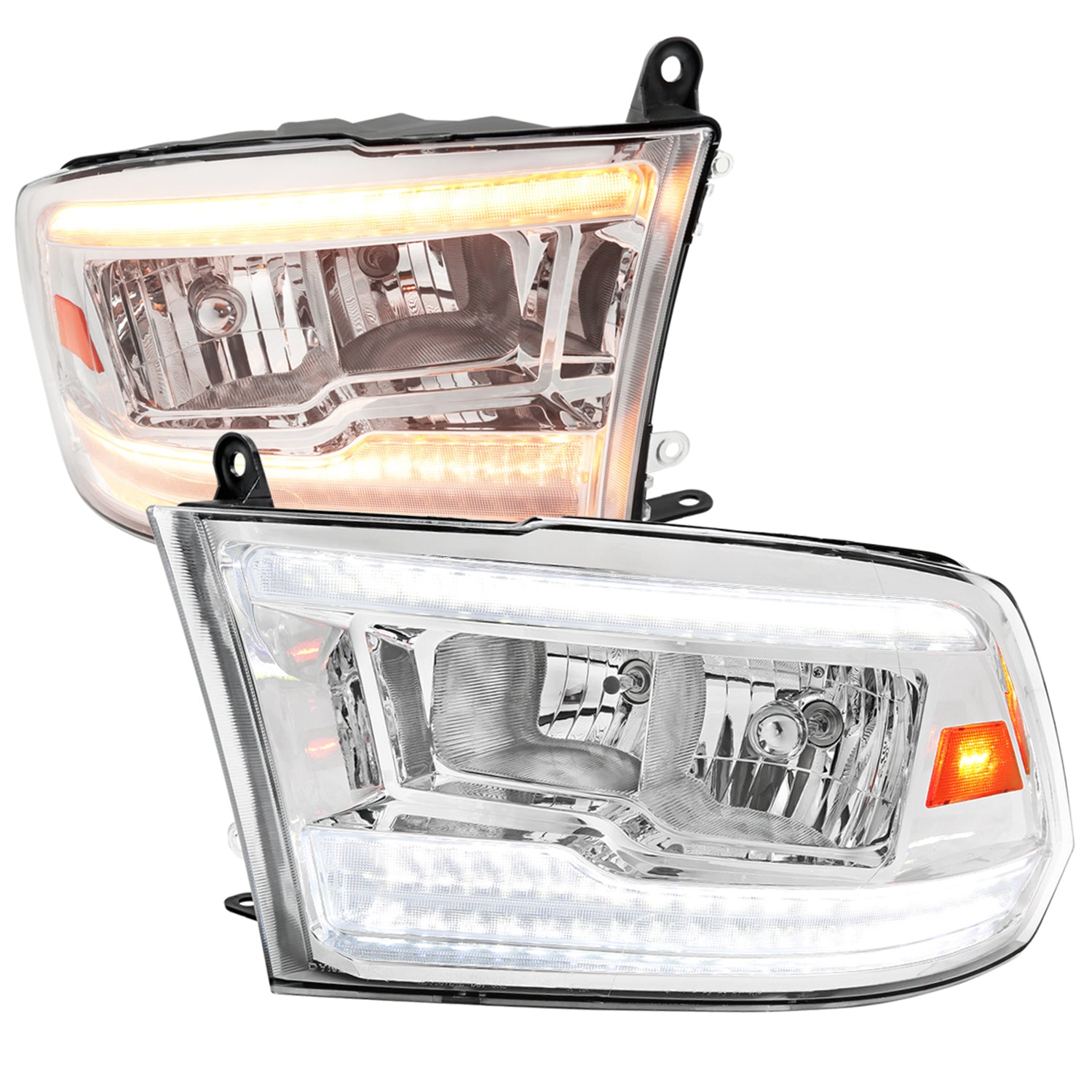 2009-2018 Dodge RAM 1500/ RAM 2500 3500 Dual LED Bar Factory Headlights Chrome