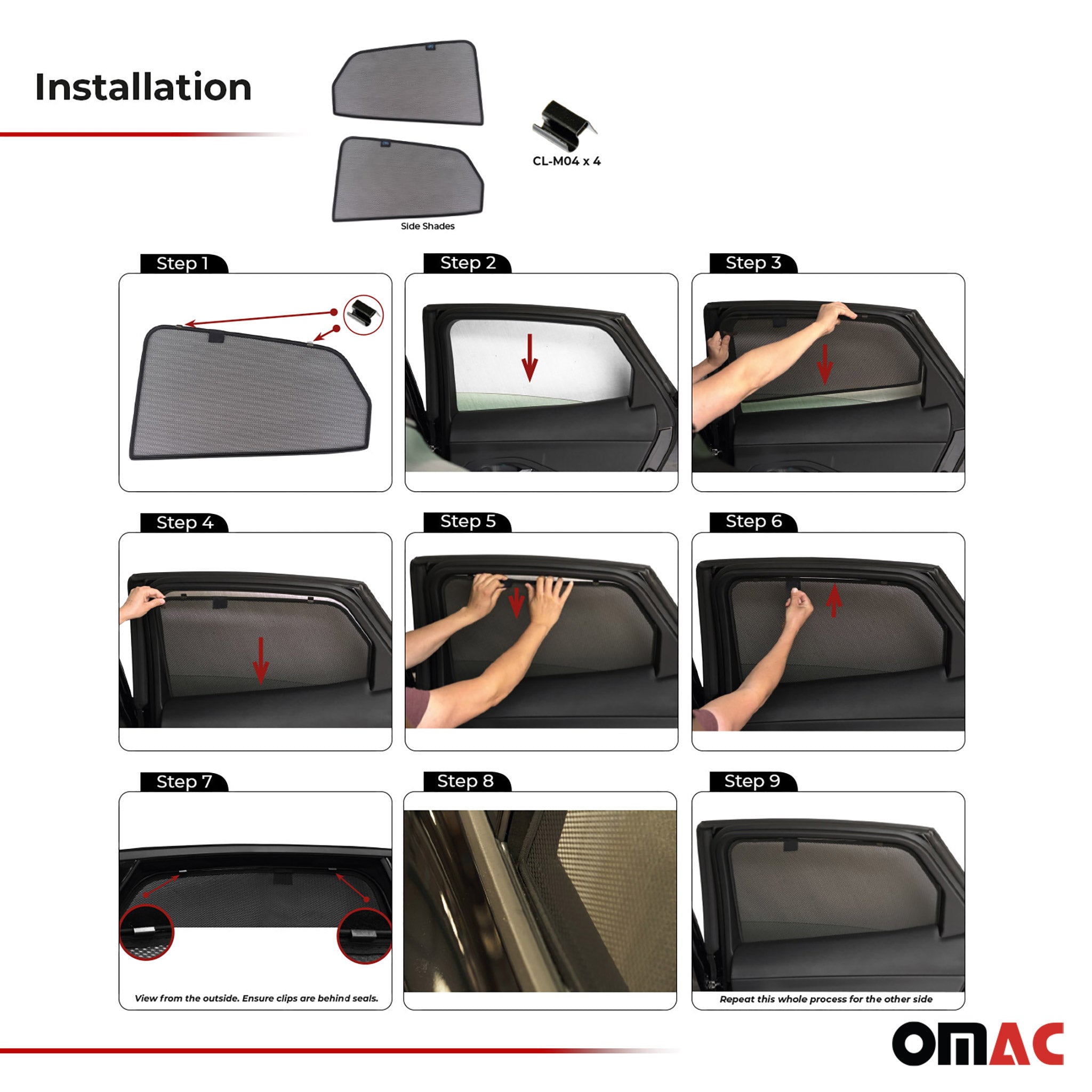 2018-2025 Jaguar E-Pace Side Rear Window Curtain Mesh Black 2Pcs