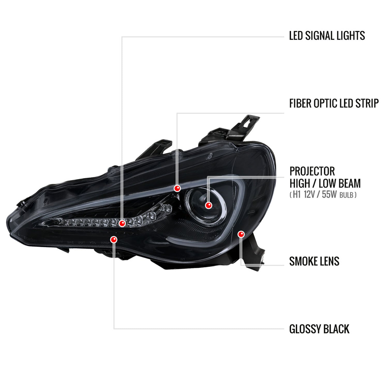 2012-2017 Toyota 86/ Scion FRS LED Bar Headlights LED Signal Lights Black