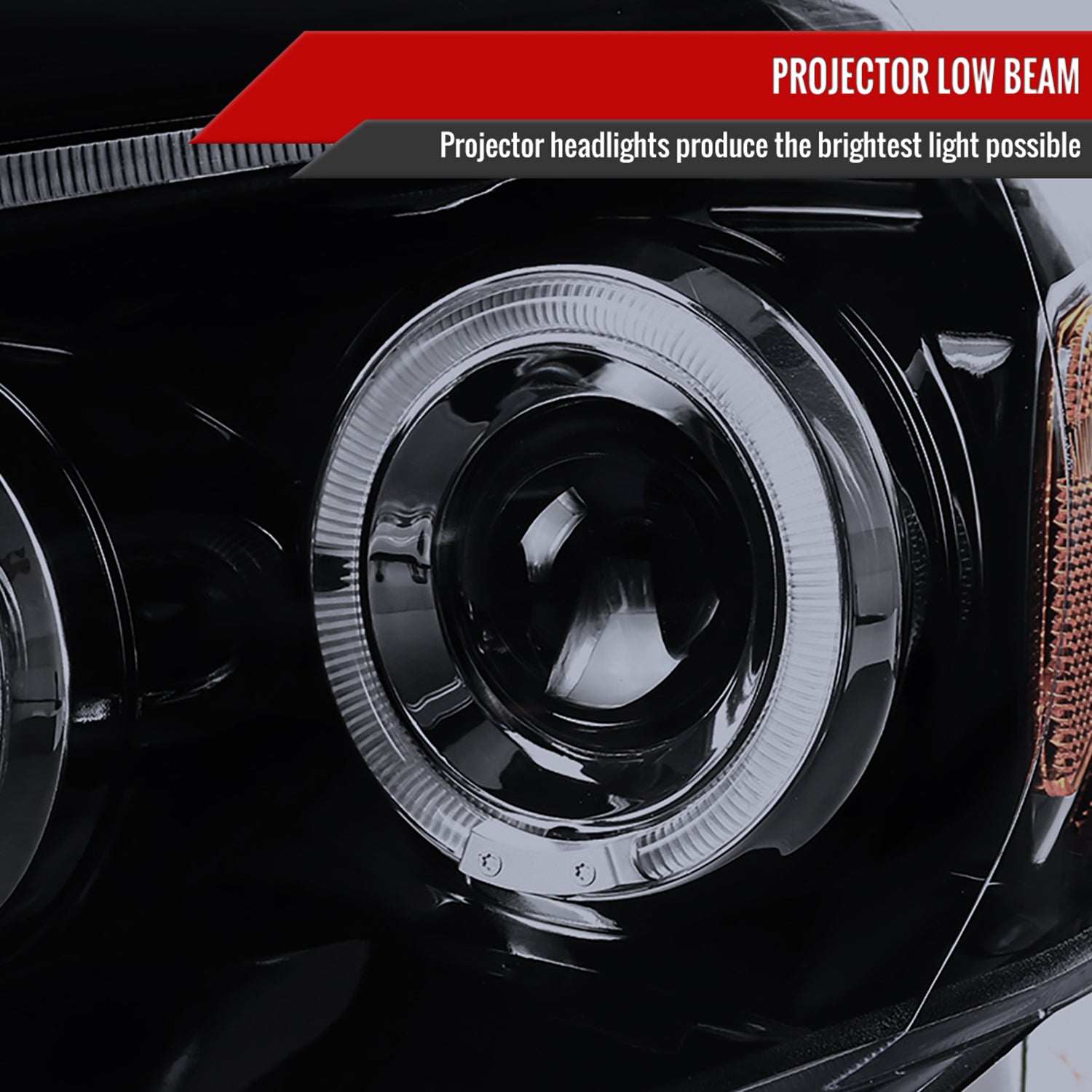 2005-2011 Toyota Tacoma Dual Halo Projector Headlights Glossy Black/Smoke Lens