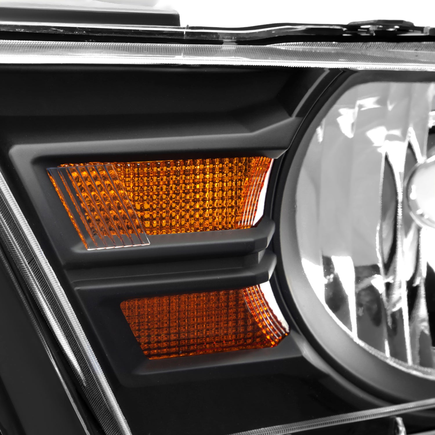 2010-2014 Ford Mustang Factory Style Headlights Matte Black/Clear Lens