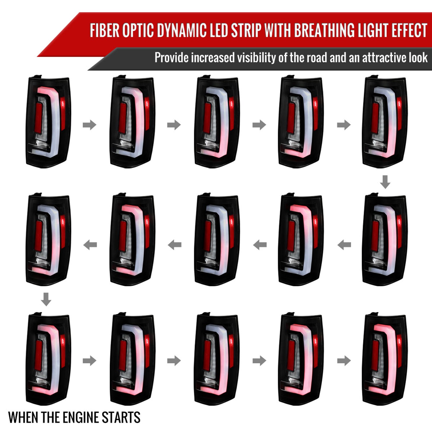 2007-2014 Chevy Tahoe/Suburban/Yukon/Denali LED Signal Tail Lights Matt Black