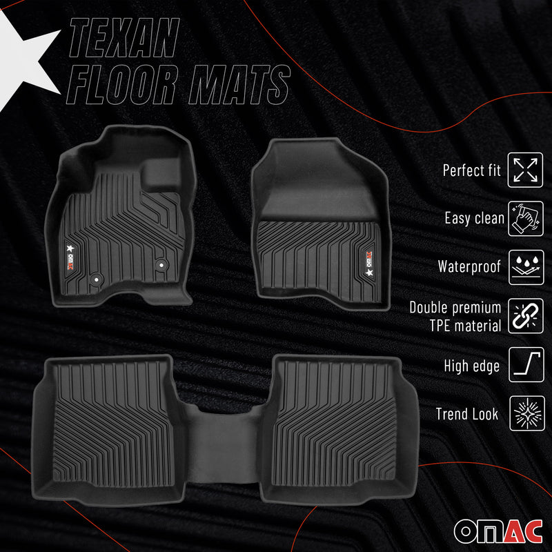 2016-2019 Ford Explorer Premium Floor Mats Liners First and Second Row Set Black