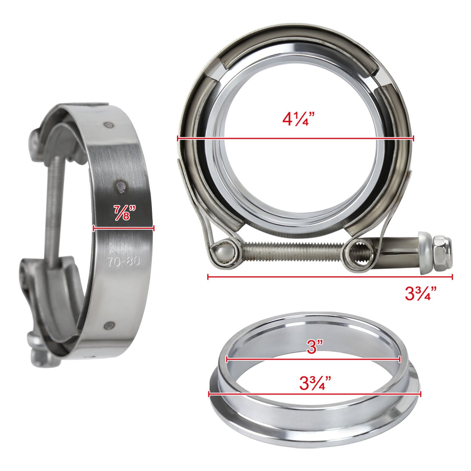 Universal 3.0" Mild Steel V-Band Clamp Assembly