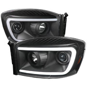 2006-2008 Dodge RAM 1500/ 06-2009 2500 3500 LED CBar Projector Headlights Black