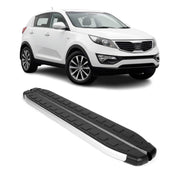 2011-2016 Kia Sportage Running Boards Side Steps Silver & Black