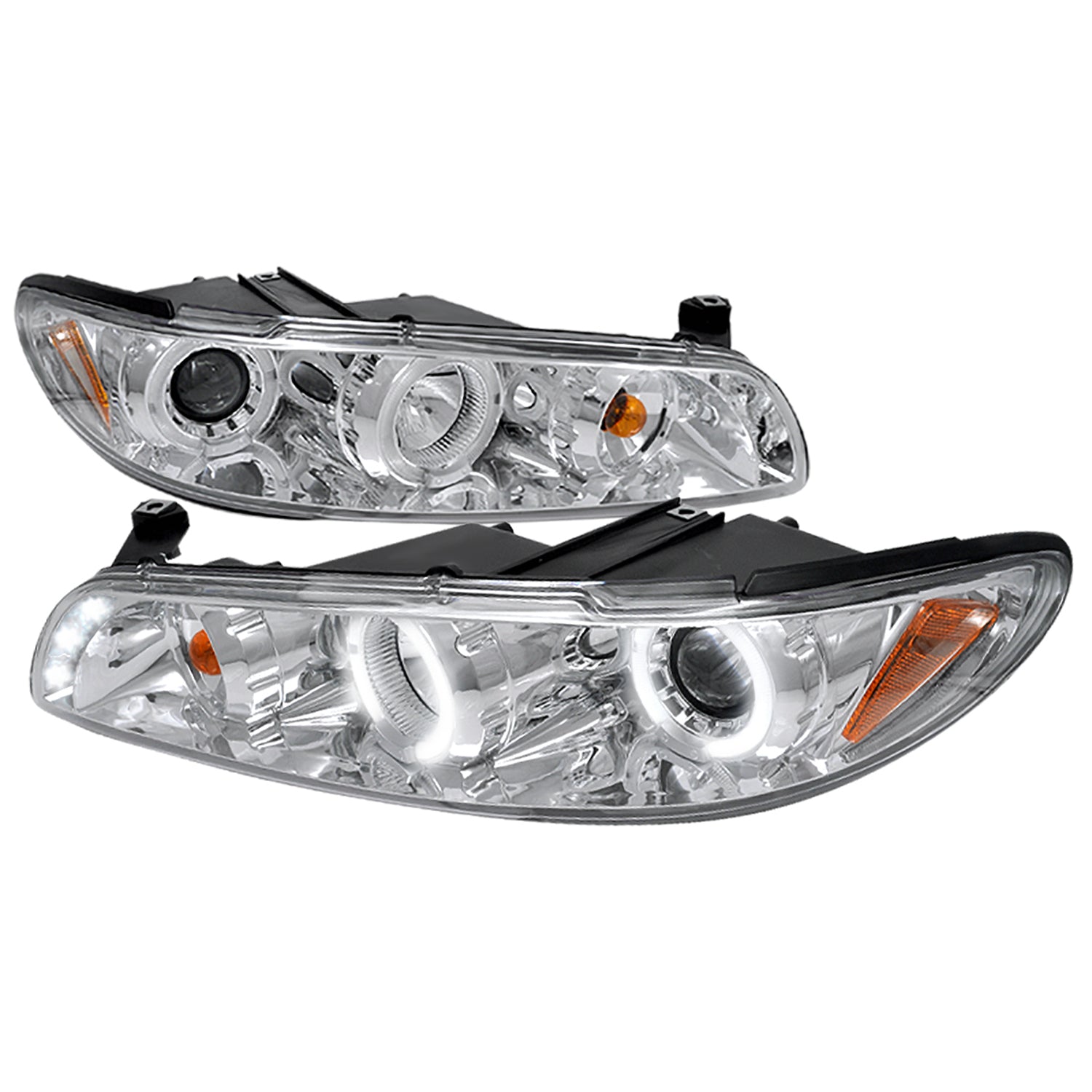 1997-2003 Pontiac Grand Prix Dual Halo Projector Headlights Chrome/Clear Lens