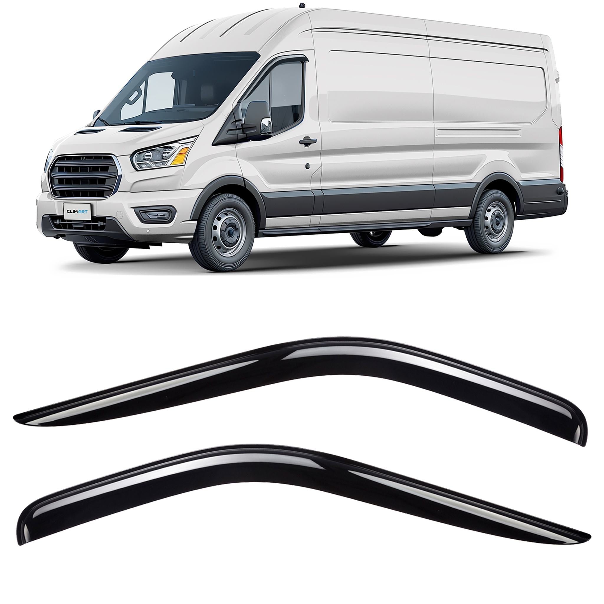 Clim Art Wind Deflectors for Ford Transit 2015-2026 Commercial Dark Smoke 2x