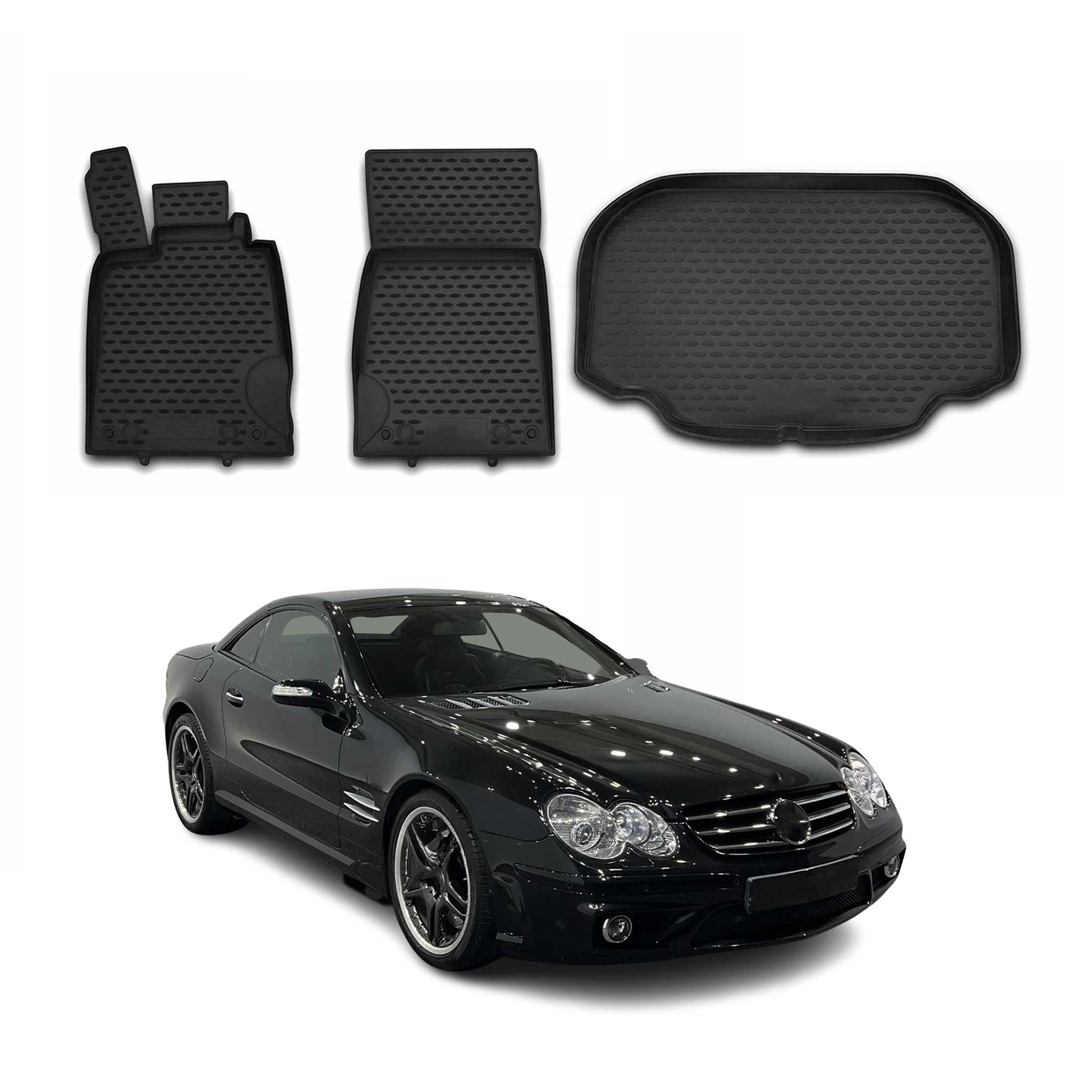 2008-2012 Mercedes SL Class R230 Floor Mats & Cargo Liner Full Set All Weather Black