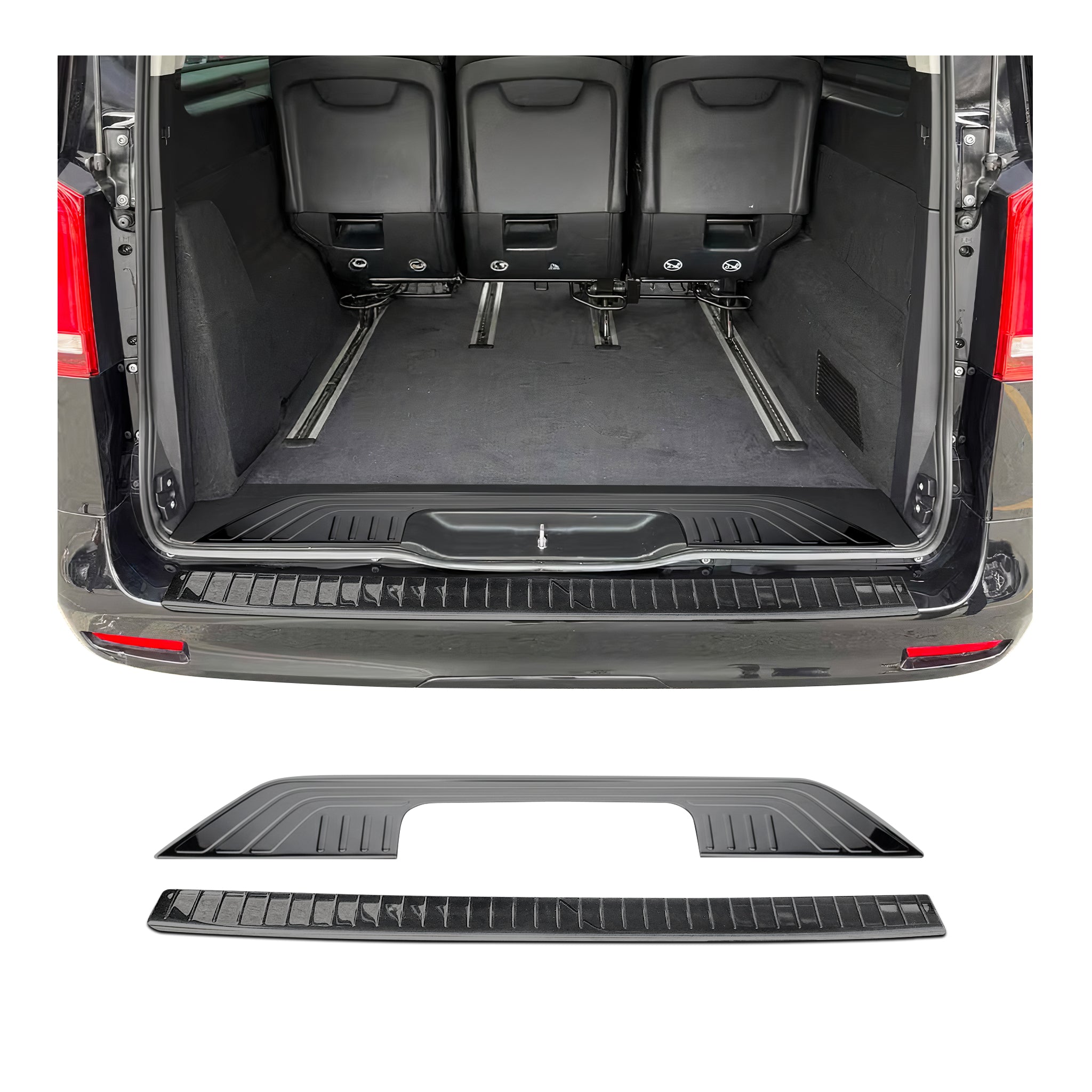 Rear Bumper Guard & Trunk Sill Cover Set for Mercedes Metris 2016-2024 Dark