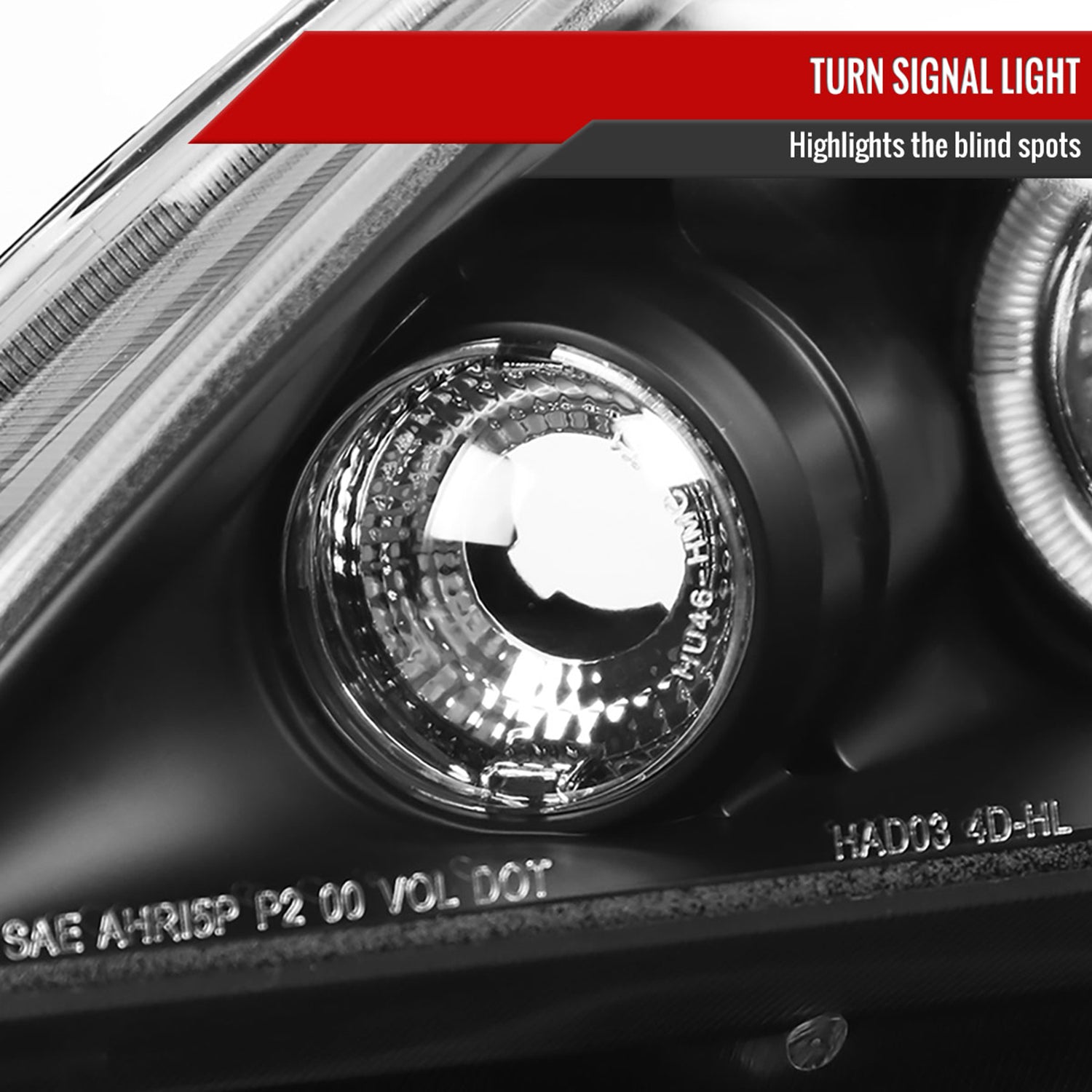 2003-2007 Honda Accord Dual Halo Projector Headlights Matte Black/Clear Lens