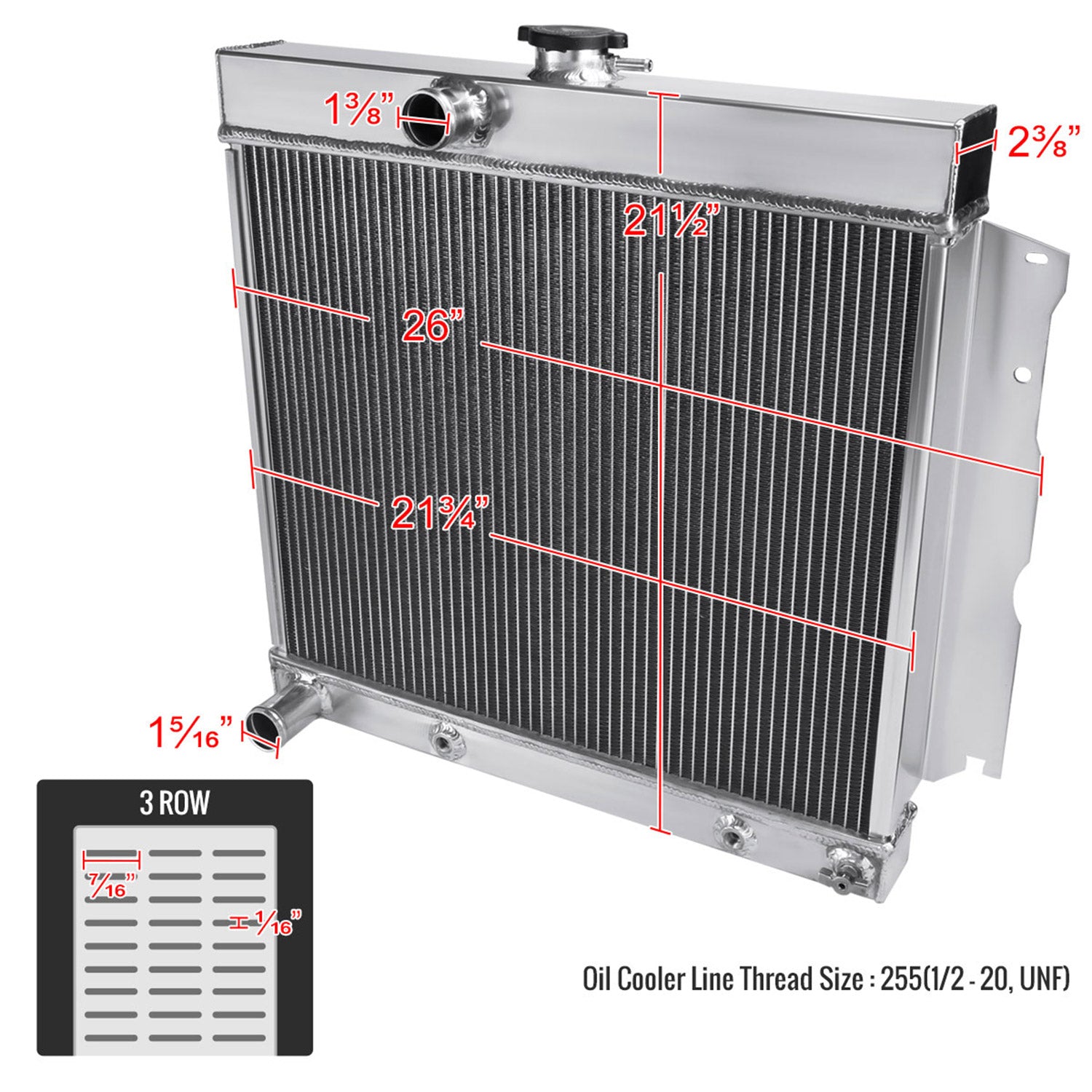 1963-1969 Dodge Dart Charger Coronet Coronet Alu 3-Row Performance Radiator
