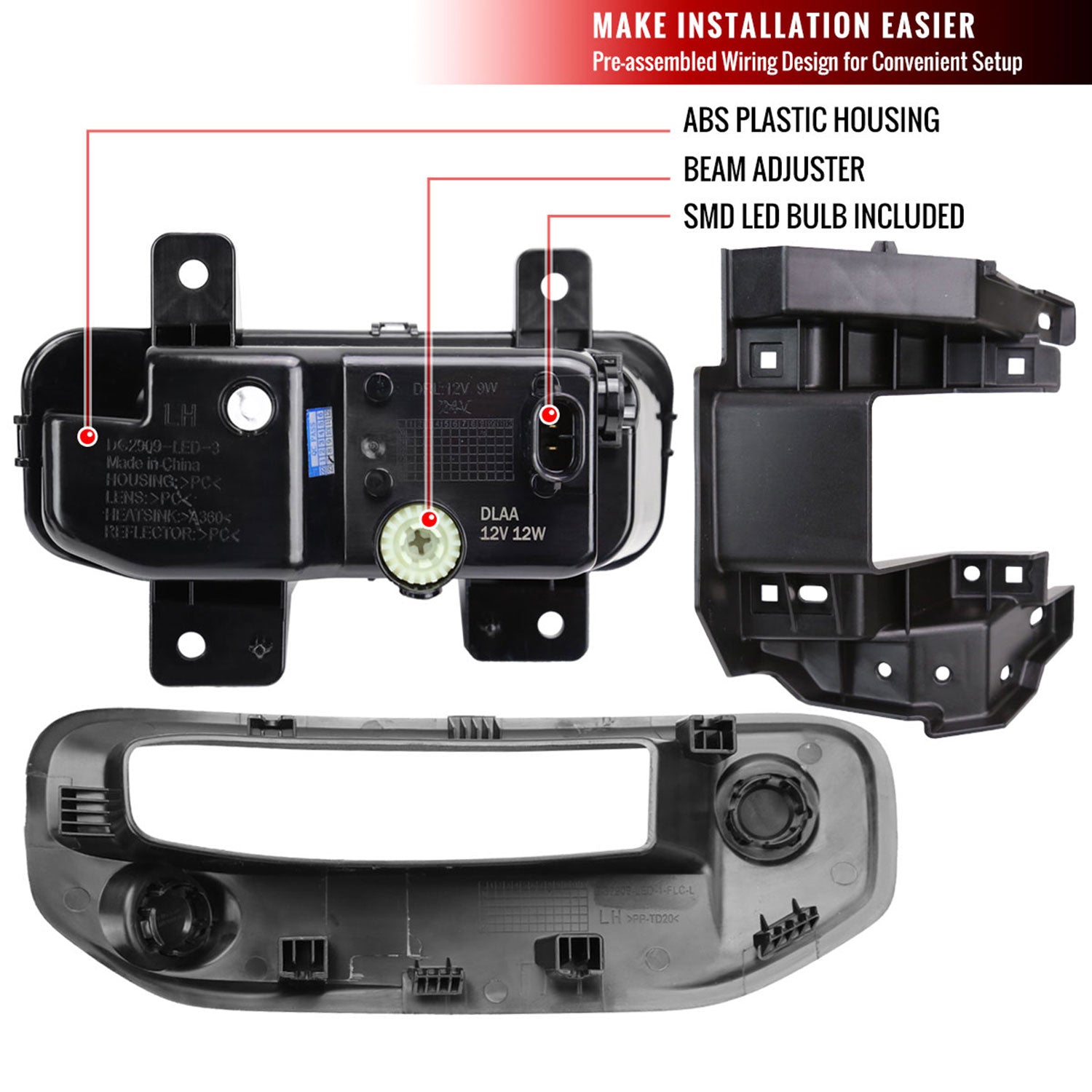 2019-2024 Dodge RAM 1500 LED Fog Lights Kit Chrome Housing/Clear Lens