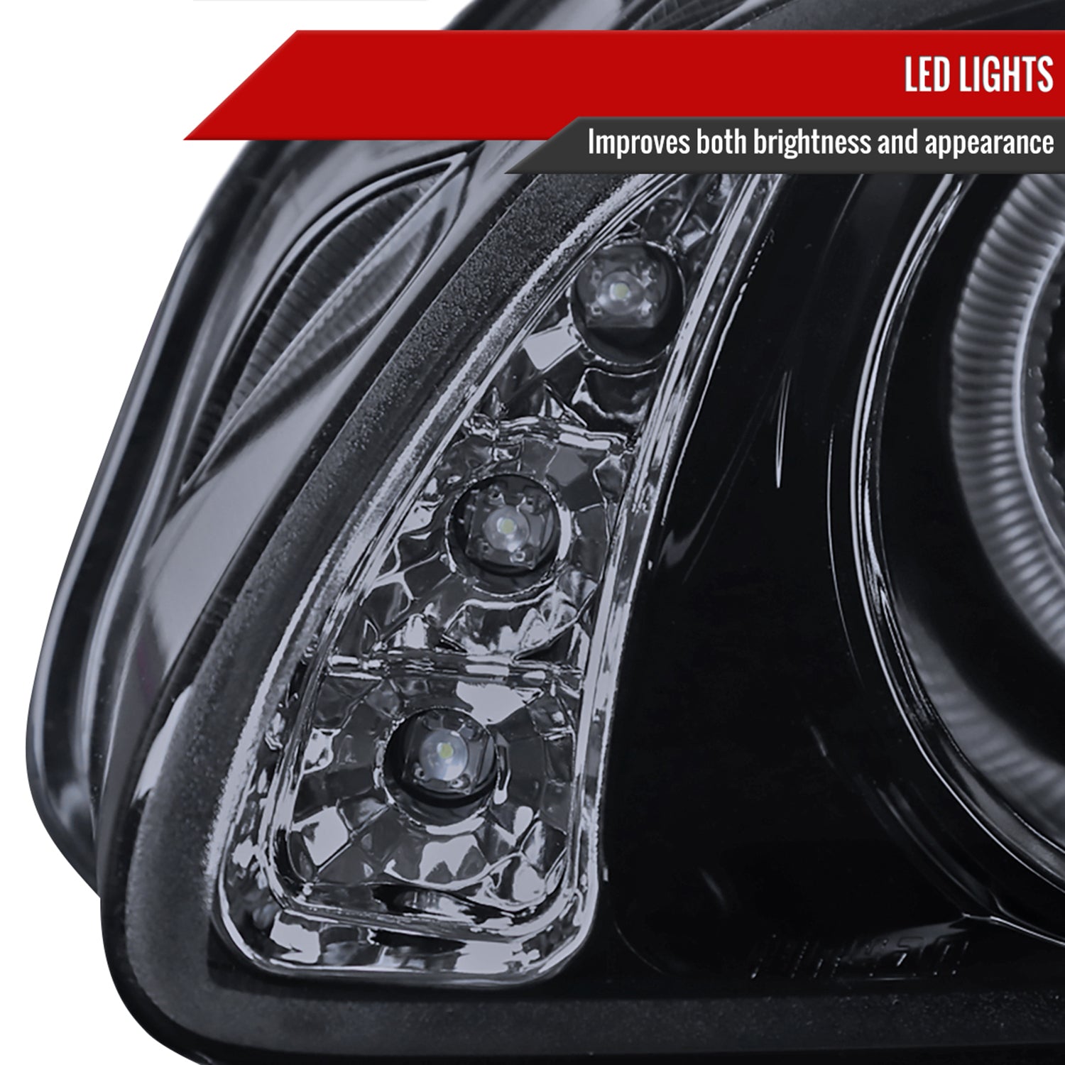 2000-2003 Nissan Sentra Dual Halo Projector Headlights Glossy Black/Smoke Lens