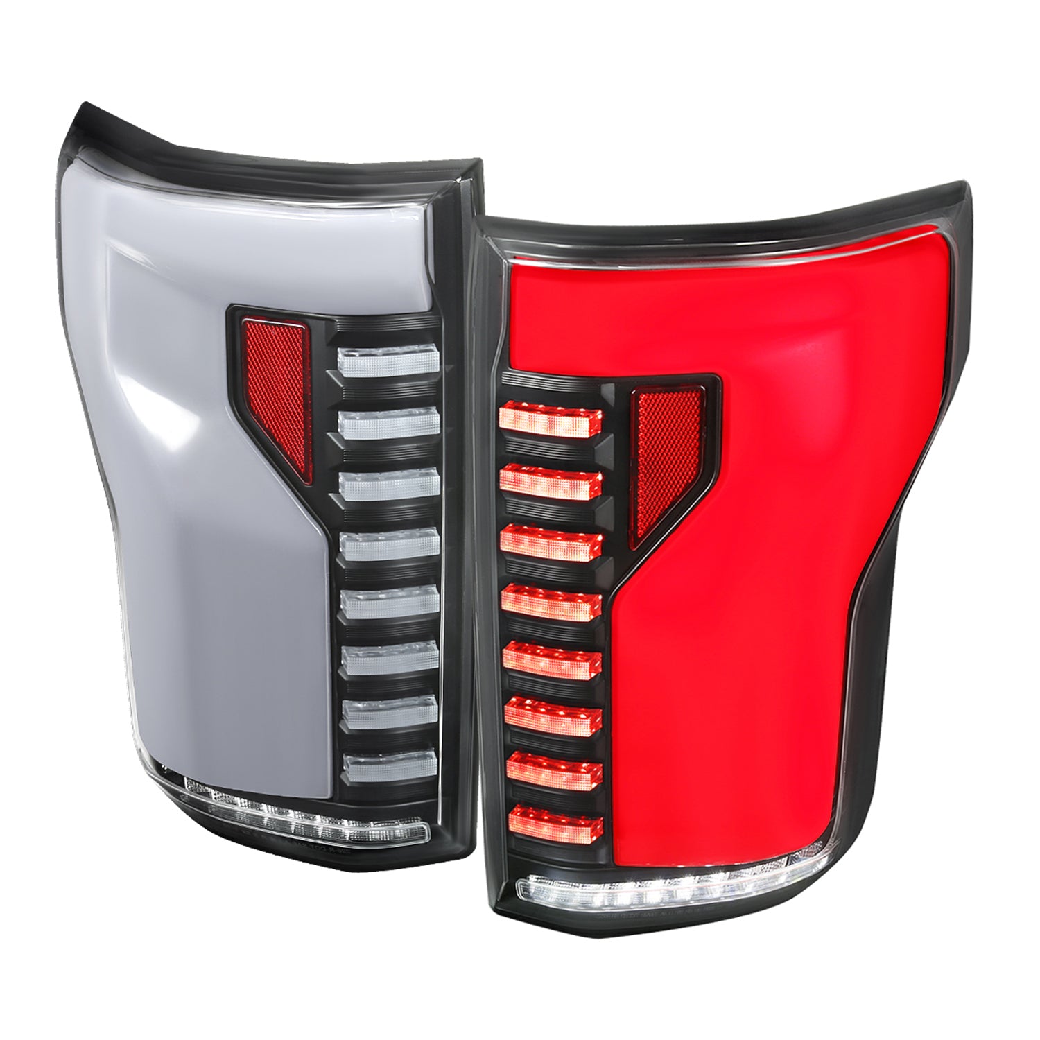 2015-2017 Ford F-150 Turn Signal Animated White LED Bar Tail Lights Matt Black