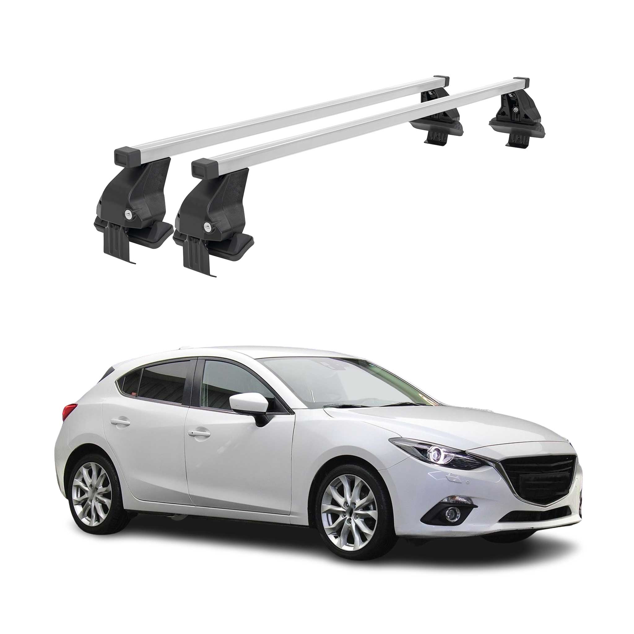 2014-2018 Mazda 3 Hatchback Roof Rack Cross Bars Silver
