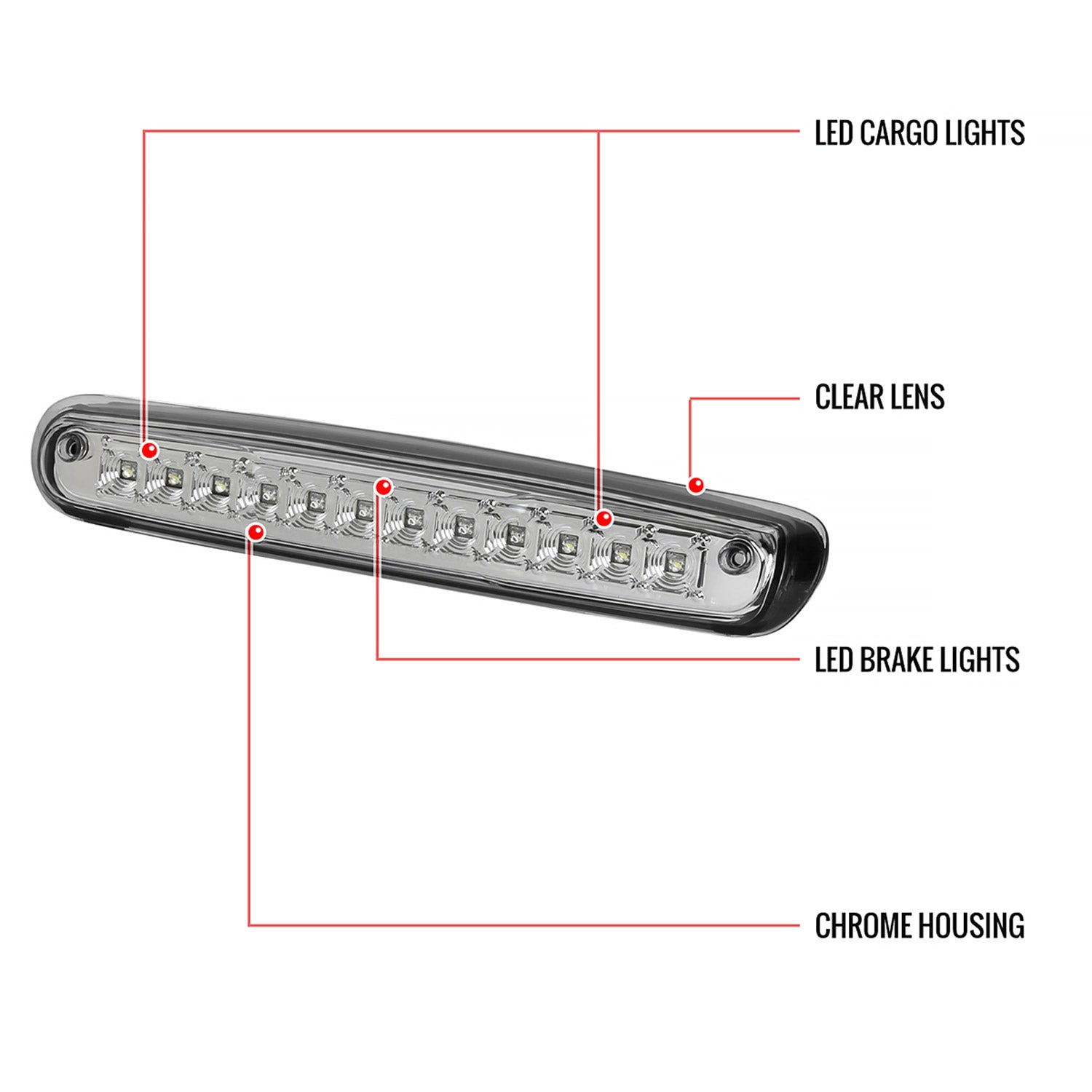 2007-2012 Chevy Silverado/ GMC Sierra LED 3rd Brake Light Chrome/Clear Lens