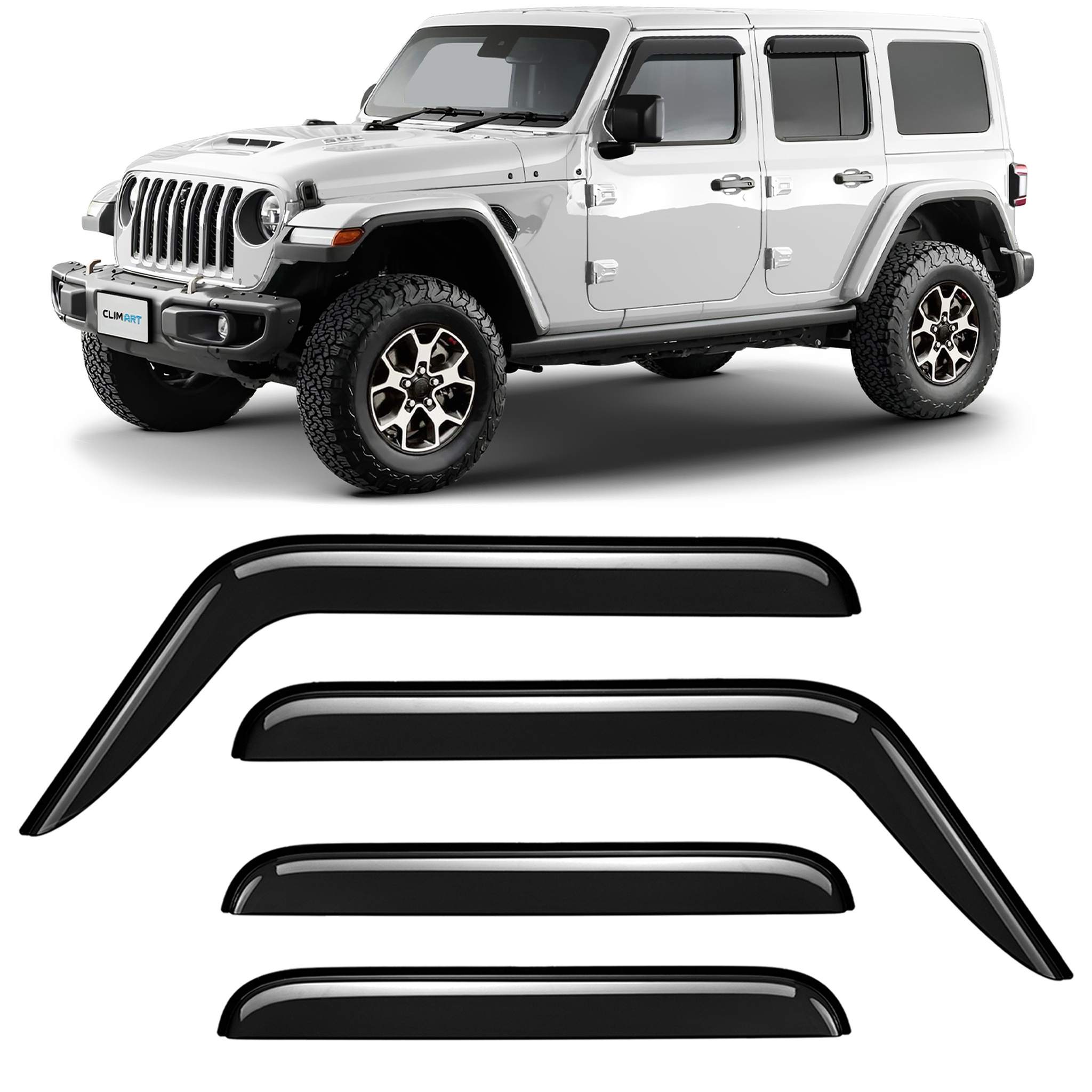Clim Art Wind Deflectors for Jeep Gladiator / Wrangler 2018-2026 Dark Smoke 4Pcs