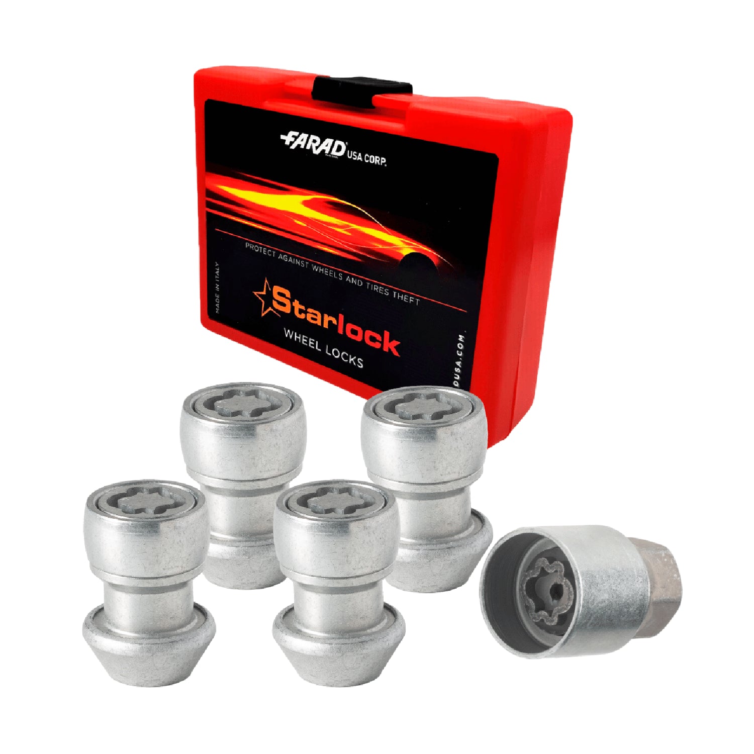 Wheel Lock Kit for Land Rover LR2 M14X1,5 Nut Galvanized Silver 4Locks & 1Key