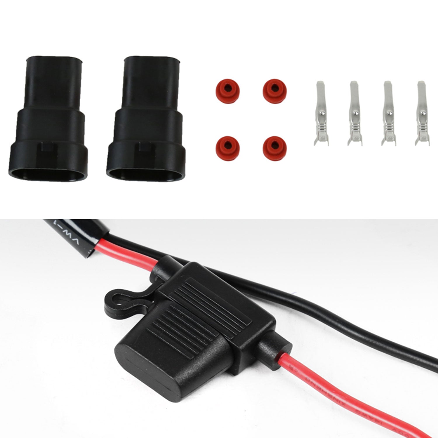 Universal 9' 14 Gauge Fog Lights Wiring Kit 2 Connectors Fuse Switch & Relay