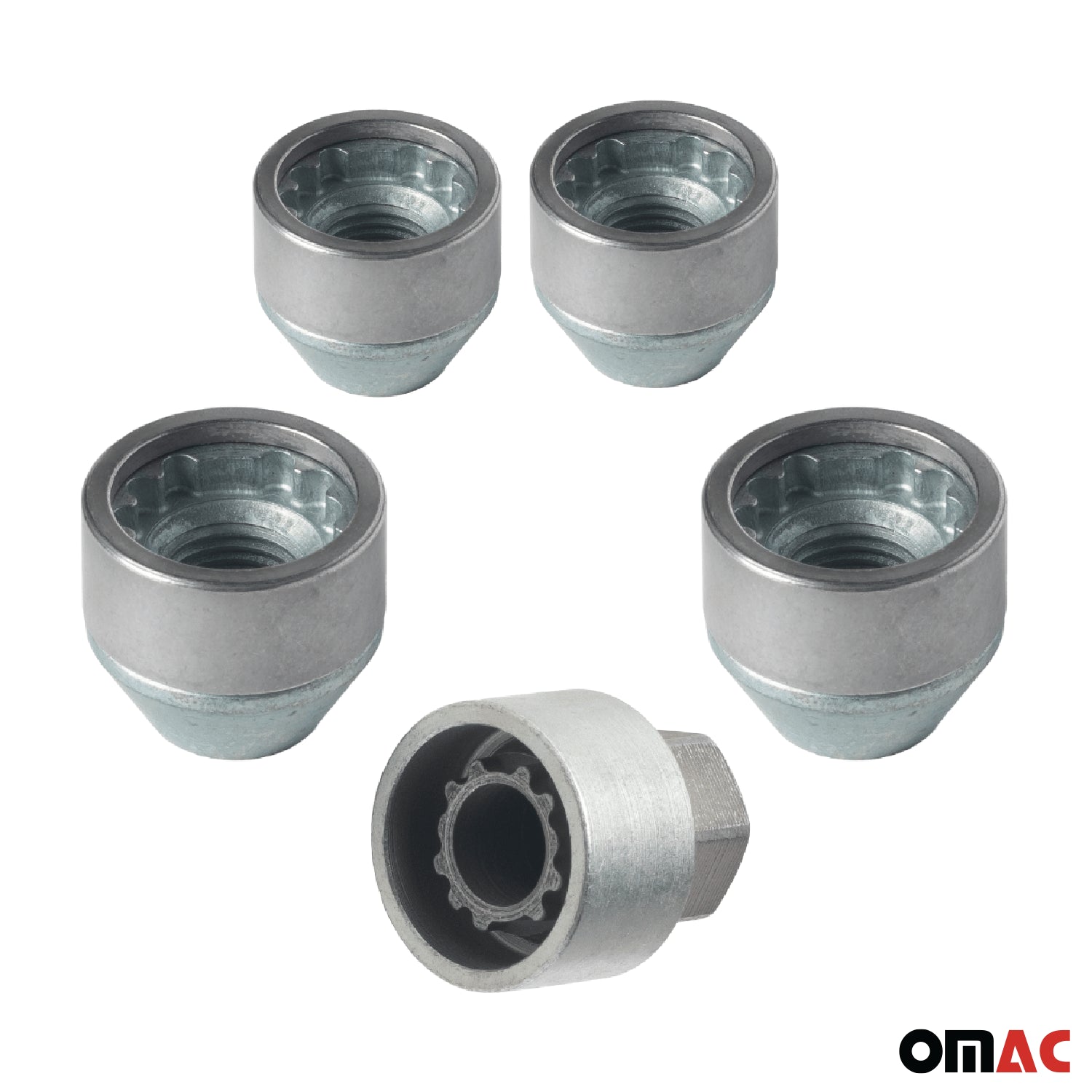 Wheel Lock Kit for Ford F-350 Super Duty M14X1,5 Galvanized Silver 4Locks & 1Key
