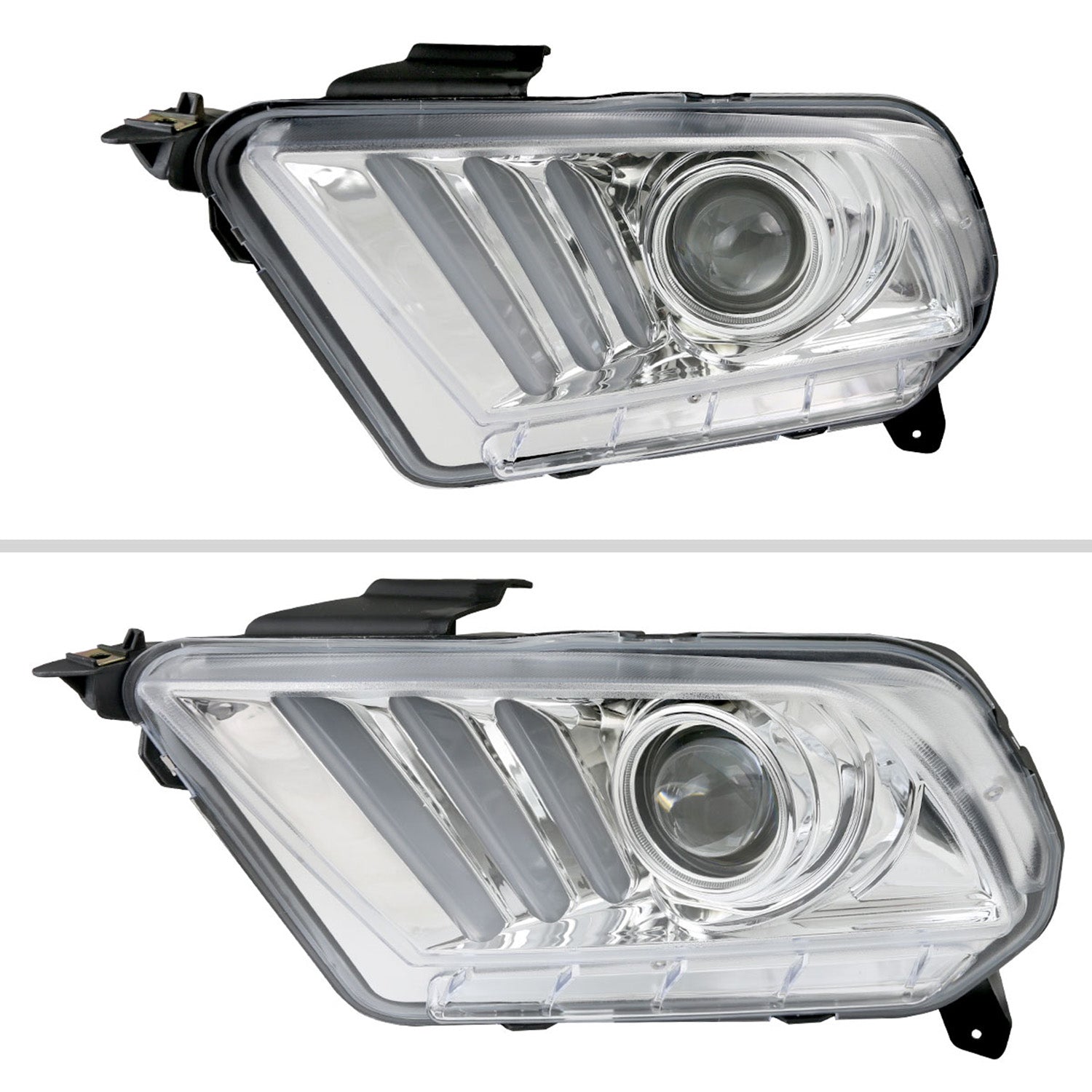 2010-2014 Ford Mustang Sequential LED Bar Projector Headlights Chrome/Clear