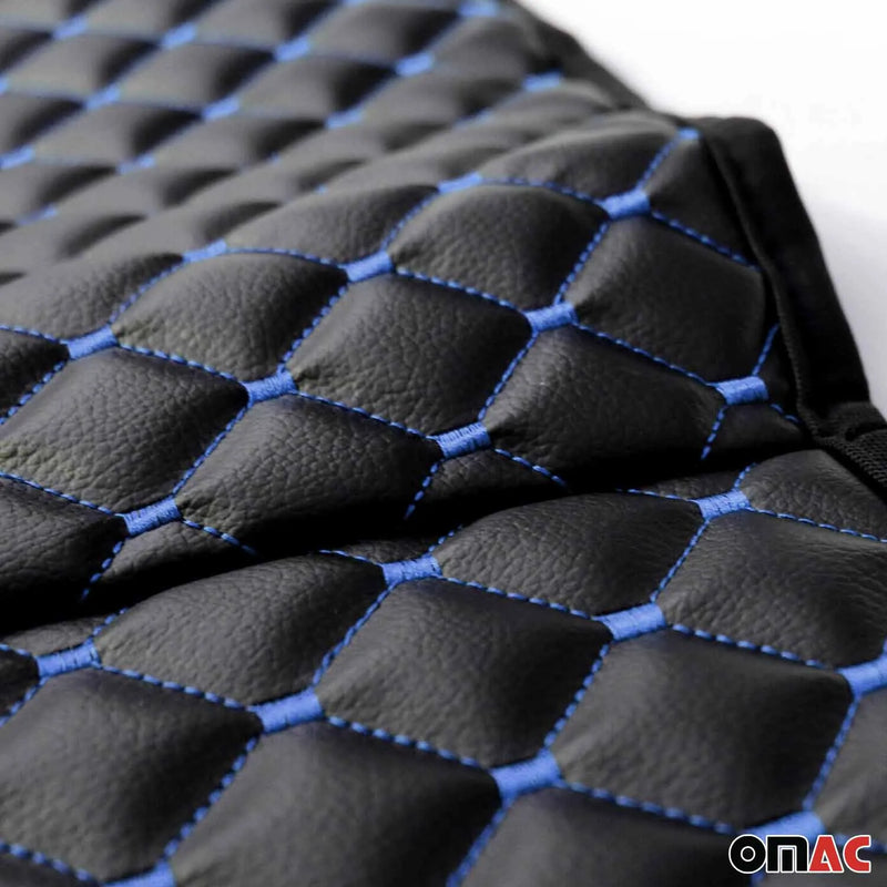 Mercury Leather Breathable Front Seat Cover Pads Black Blue 1Pc