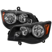 2008-2018 Dodge Grand Caravan Chrysler Town & Country Factory Headlights Black