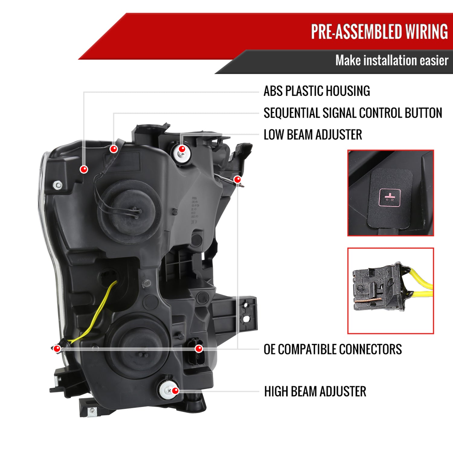 2015-2017 Ford F-150 LED Bar Projector Headlights Turn Signals Chrome / Clear