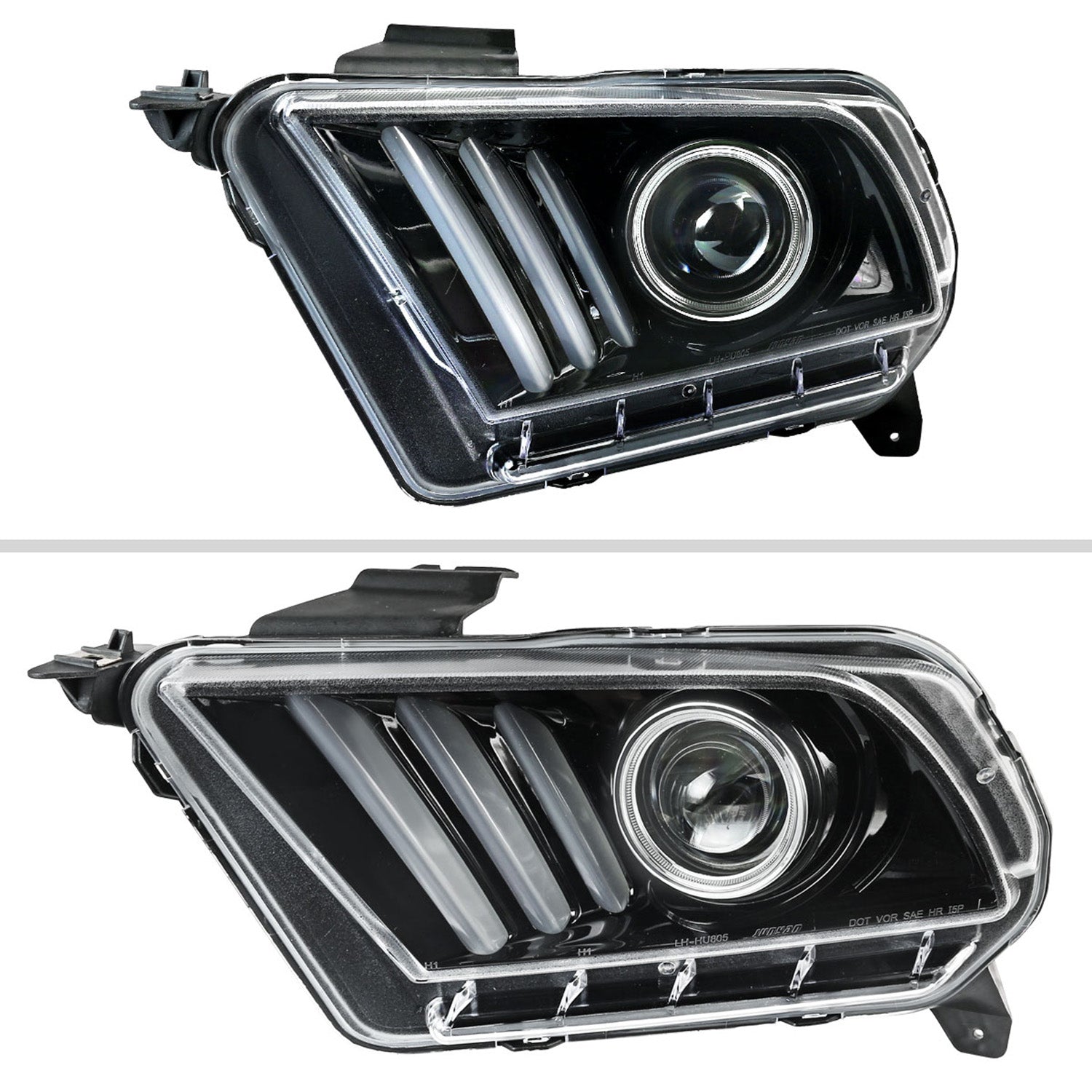 2010-2014 Ford Mustang LED Bar Projector Headlights Turn Signals Jet Black
