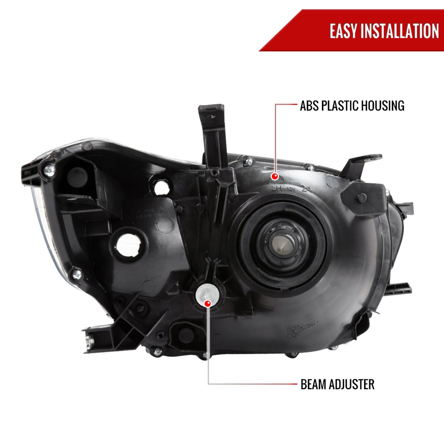 2008-2010 Toyota Highlander Factory Halogen Replacement Headlights Matt Black