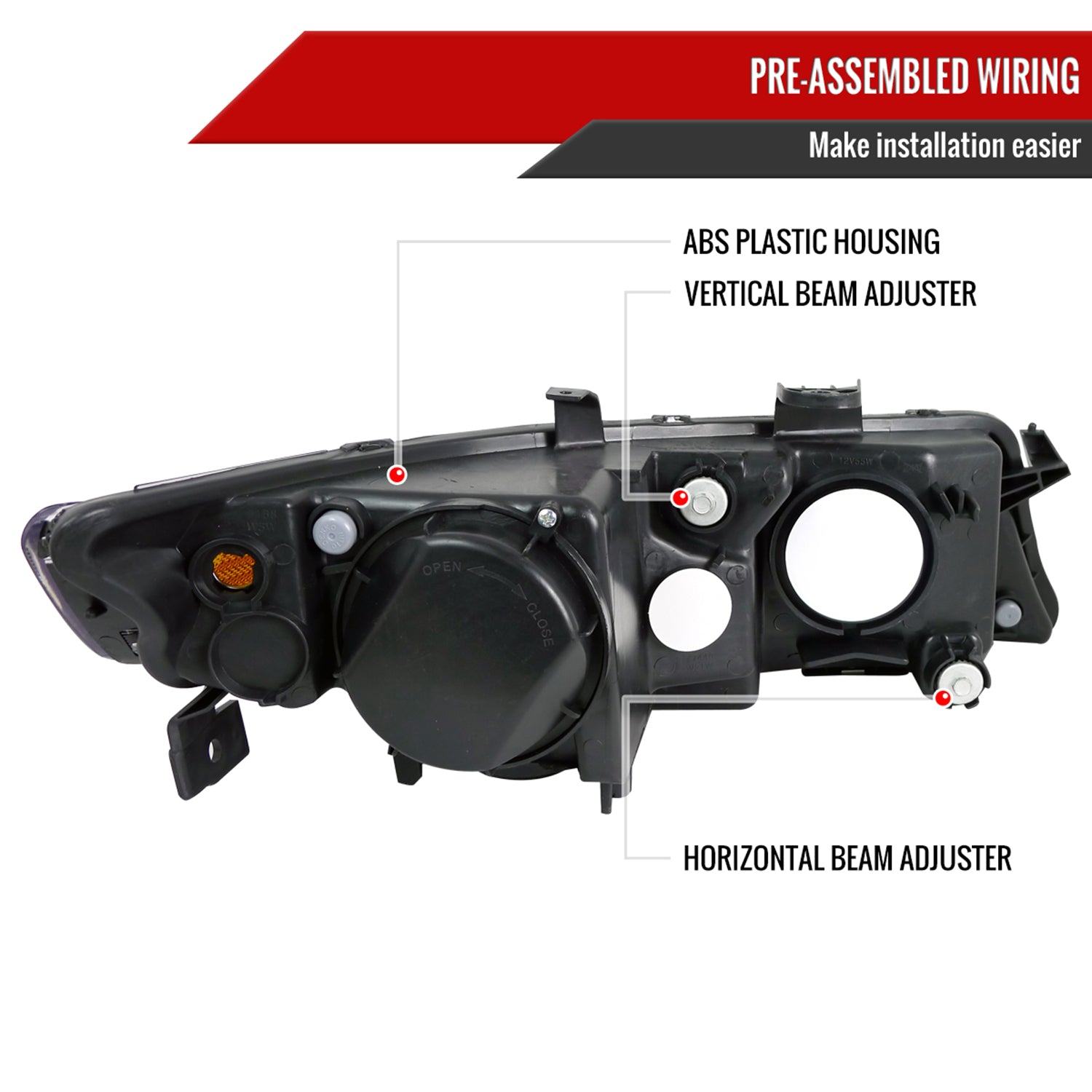 2004-2005 Acura TSX Projector Headlights Matte Black Housing/Clear Lens