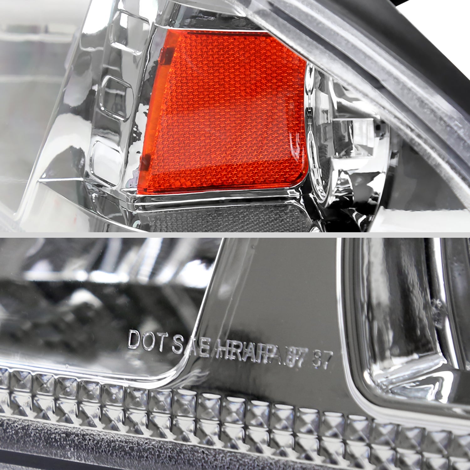 1987-1993 Ford Mustang Crystal Headlights Chrome Housing/Clear Lens