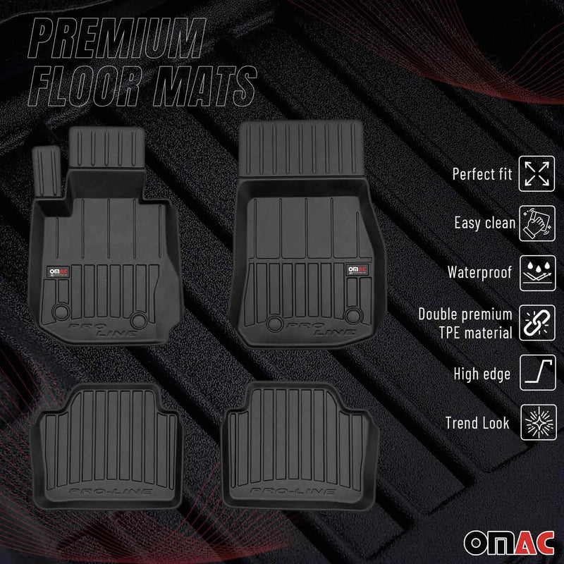 2015-2021 BMW 4 Series F36 Gran Coupe Premium Floor Mats Liners Full Set All Weather Heavy Duty Black